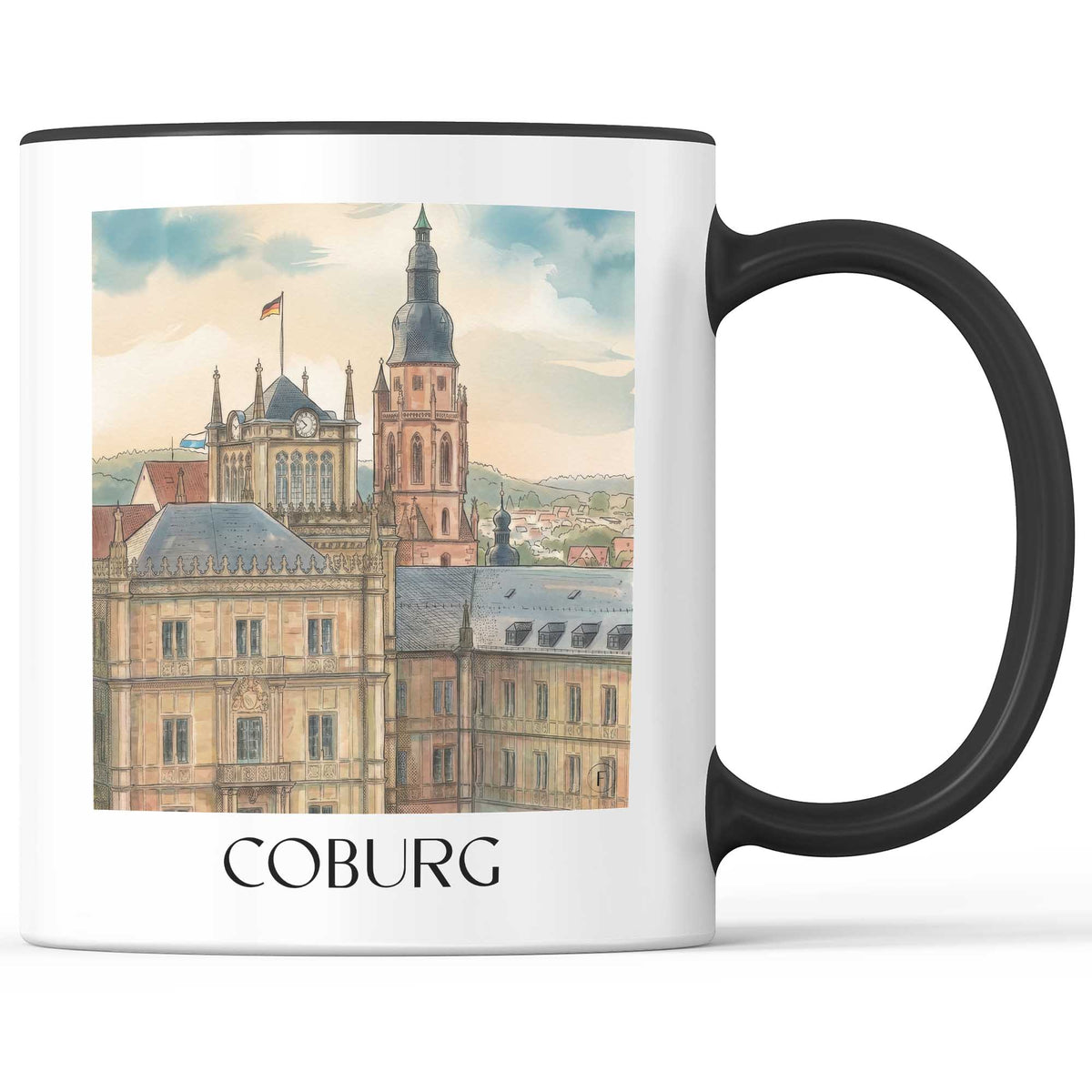 Coburg Kaffeebecher - Oberfranken - Deutschland Becher - Kaffeetasse im Aquarell Stil - favplace