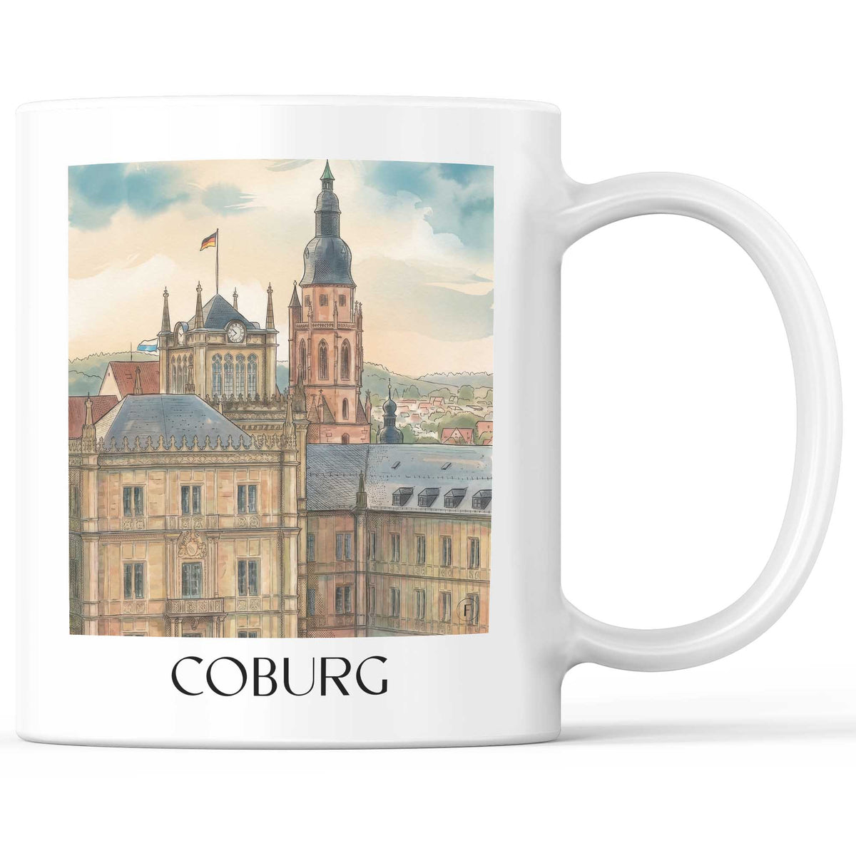 Coburg Kaffeebecher - Oberfranken - Deutschland Becher - Kaffeetasse im Aquarell Stil - favplace