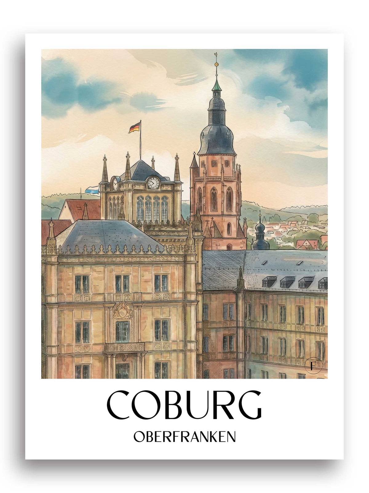 coburg-oberfranken-deutschland-poster-aquarell