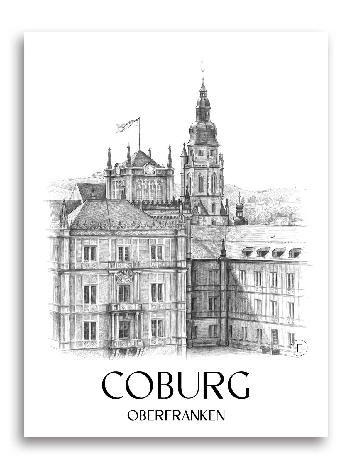 coburg-oberfranken-deutschland-poster-bleistift-zeichnung-drawing