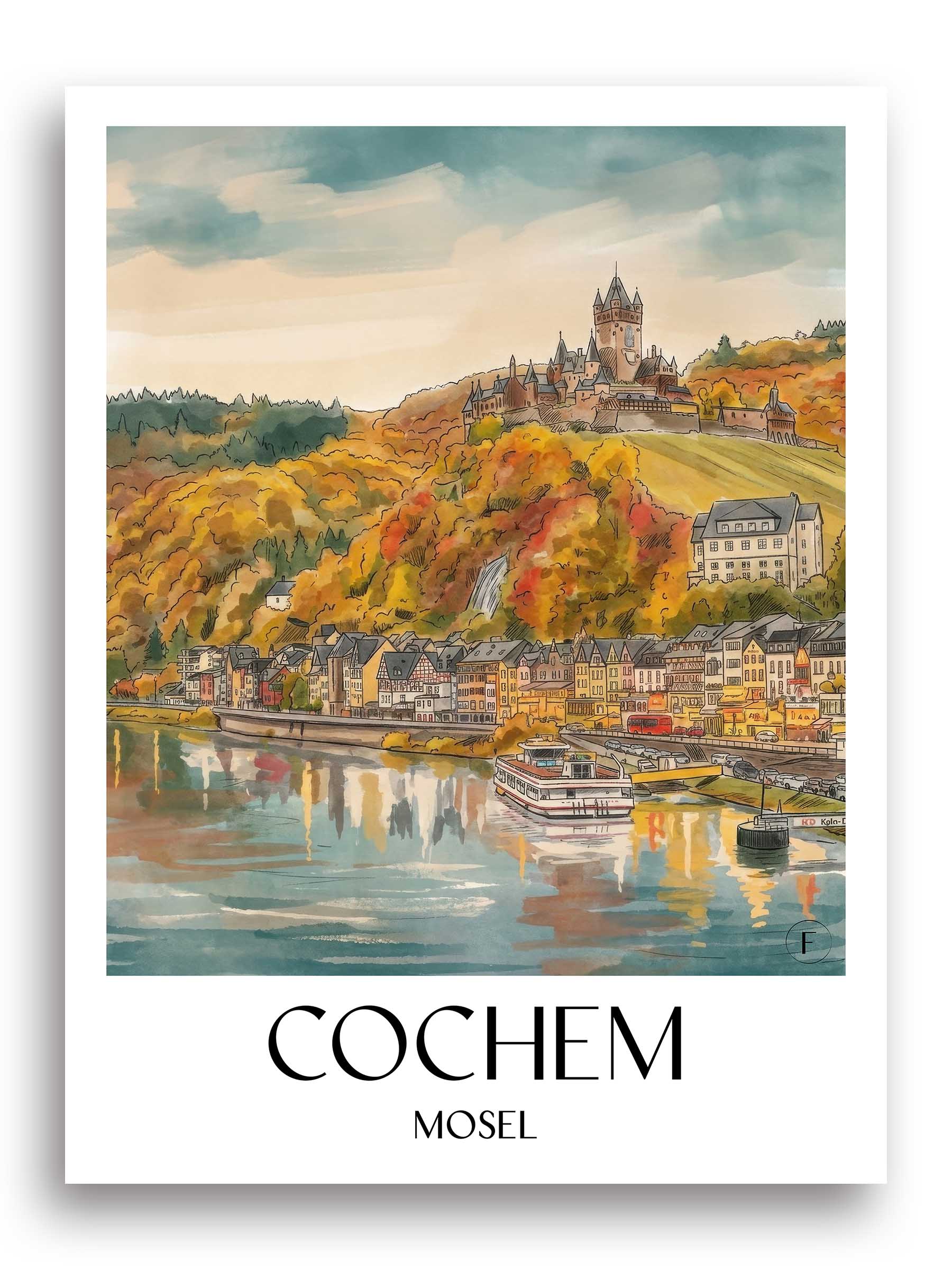 cochem-mosel-deutschland-poster-aquarell
