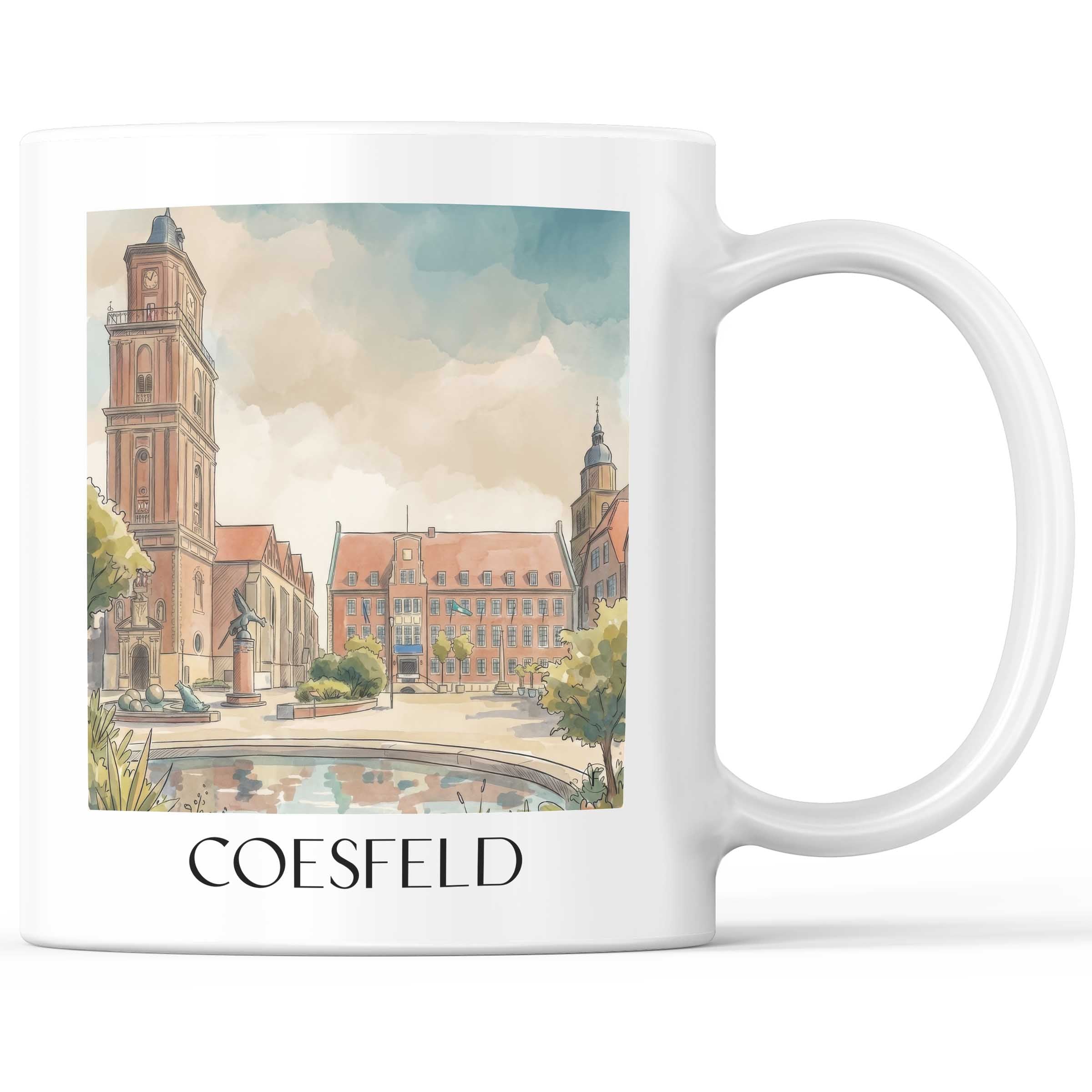 Coesfeld Kaffeebecher - Münsterland - Deutschland Becher - Kaffeetasse im Aquarell Stil - favplace