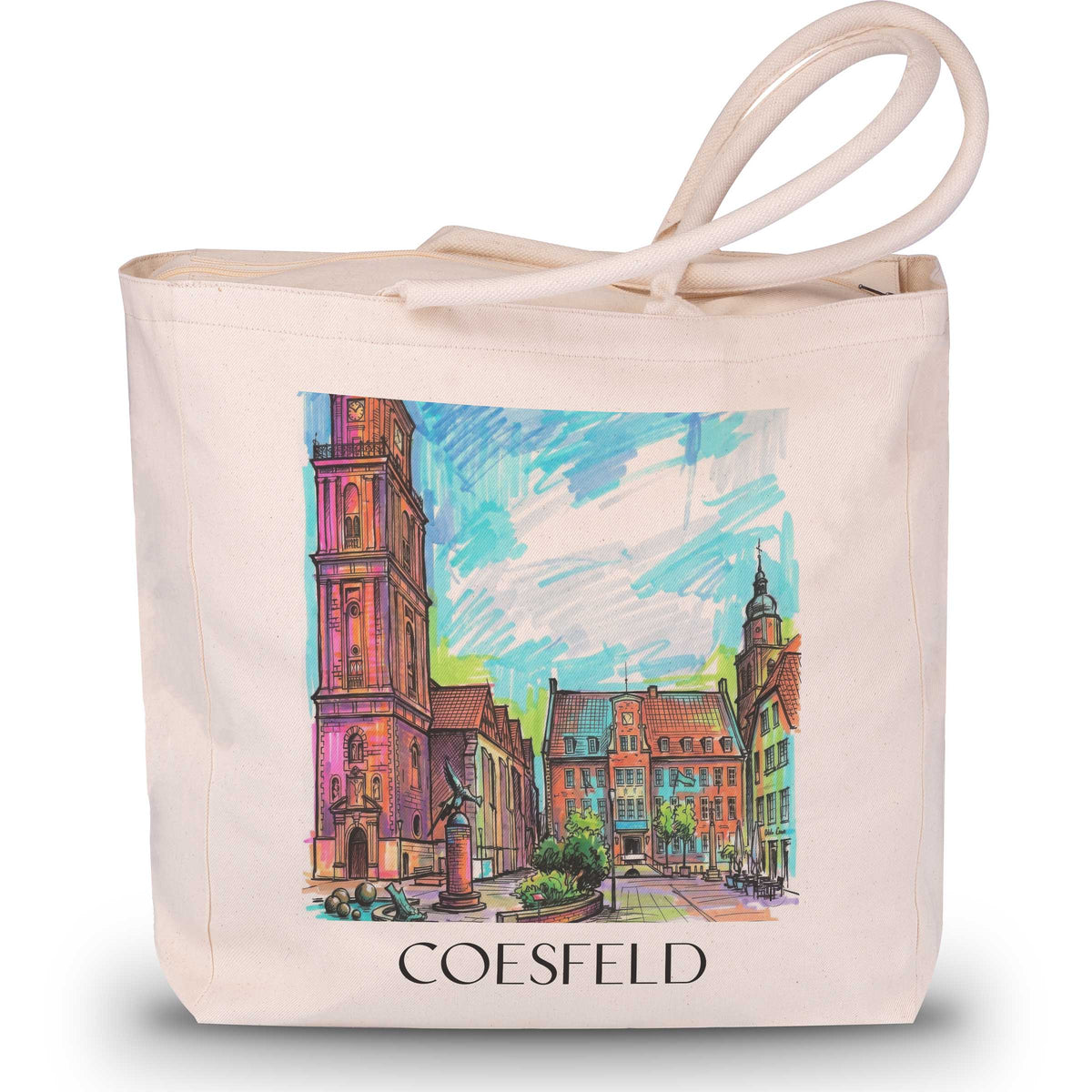 Coesfeld Shopping Tasche - Münsterland - Deutschland Tote Bag - Einkaufstasche im Tag Graffiti Stil - favplace