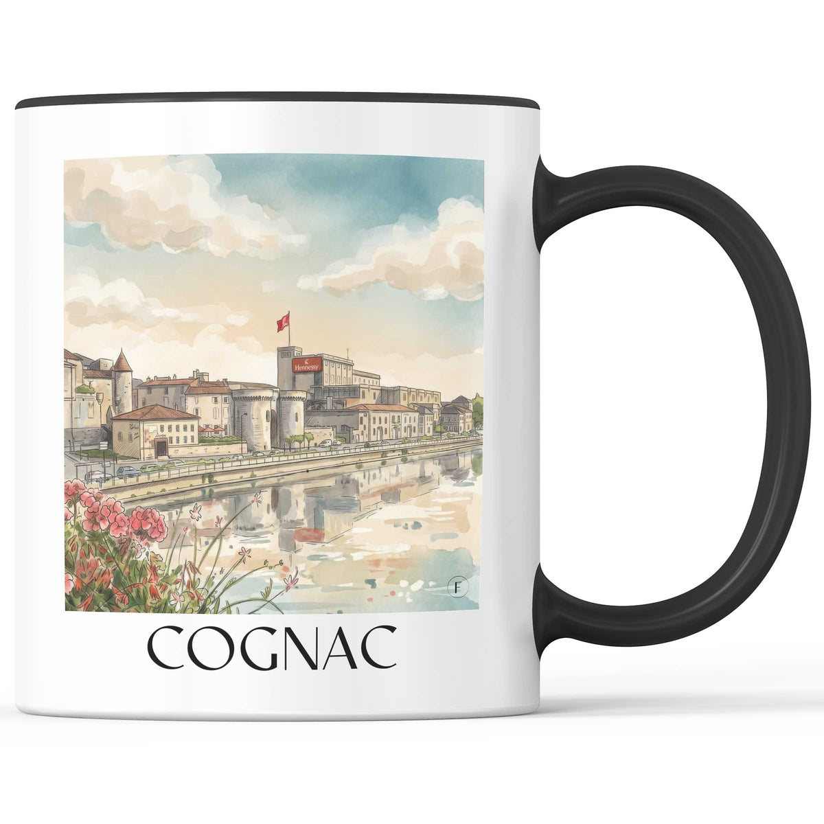 cognac-charente-frankreich-kaffeebecher-aquarell