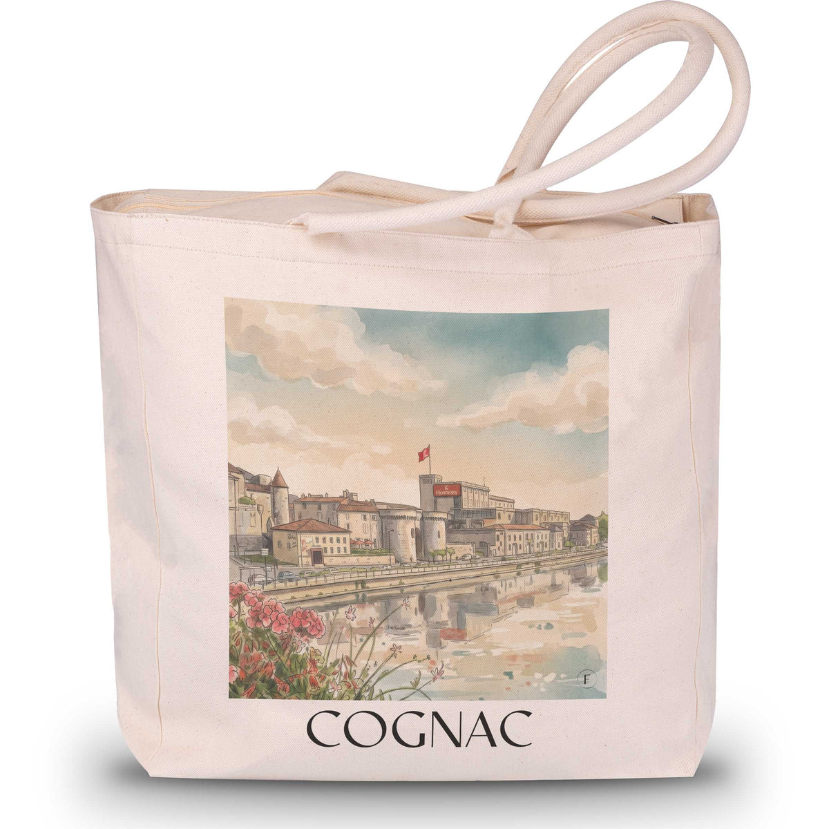 Cognac Shopping Tasche - Charente - Frankreich Tote Bag - Einkaufstasche im Aquarell Stil - favplace