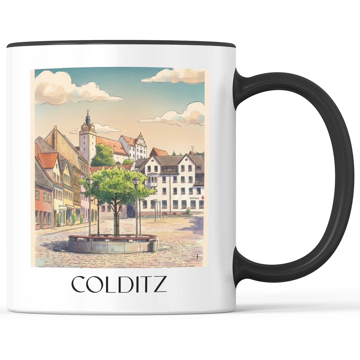 Colditz Kaffeebecher - Sachsen - Deutschland Becher - Kaffeetasse im Aquarell Stil - favplace