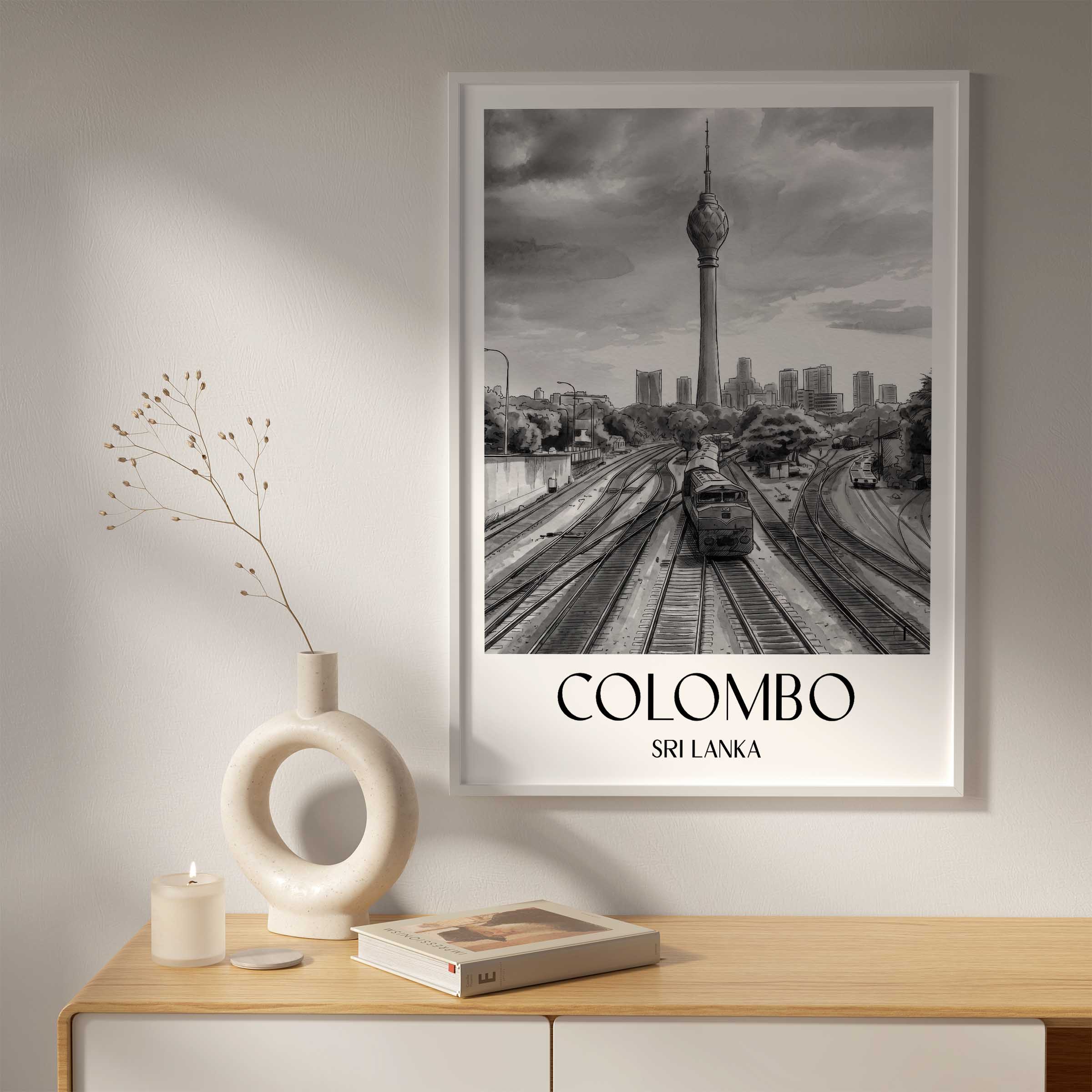 colombo-sri-lanka-poster-aquarell-schwarz-weiss