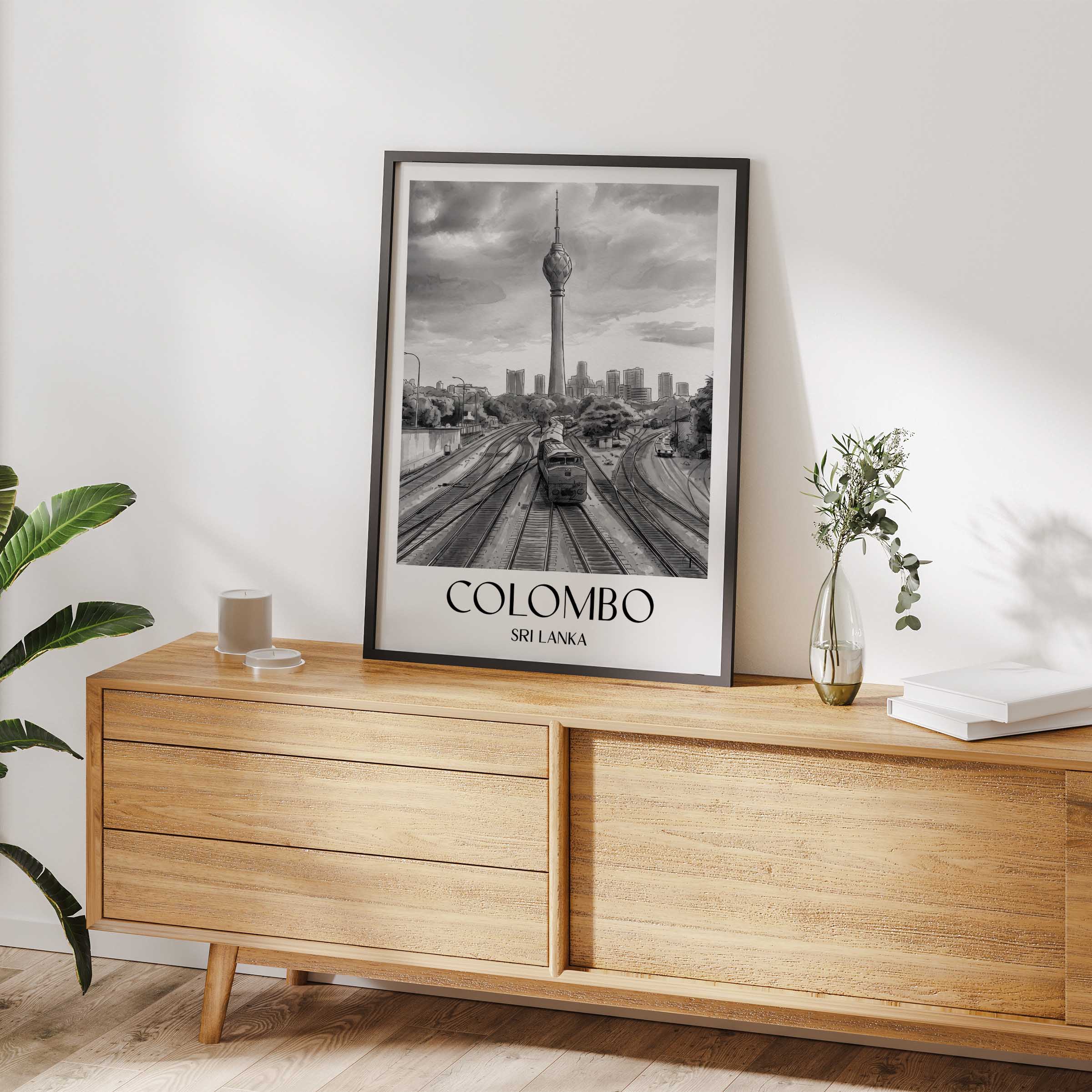 colombo-sri-lanka-poster-aquarell-schwarz-weiss