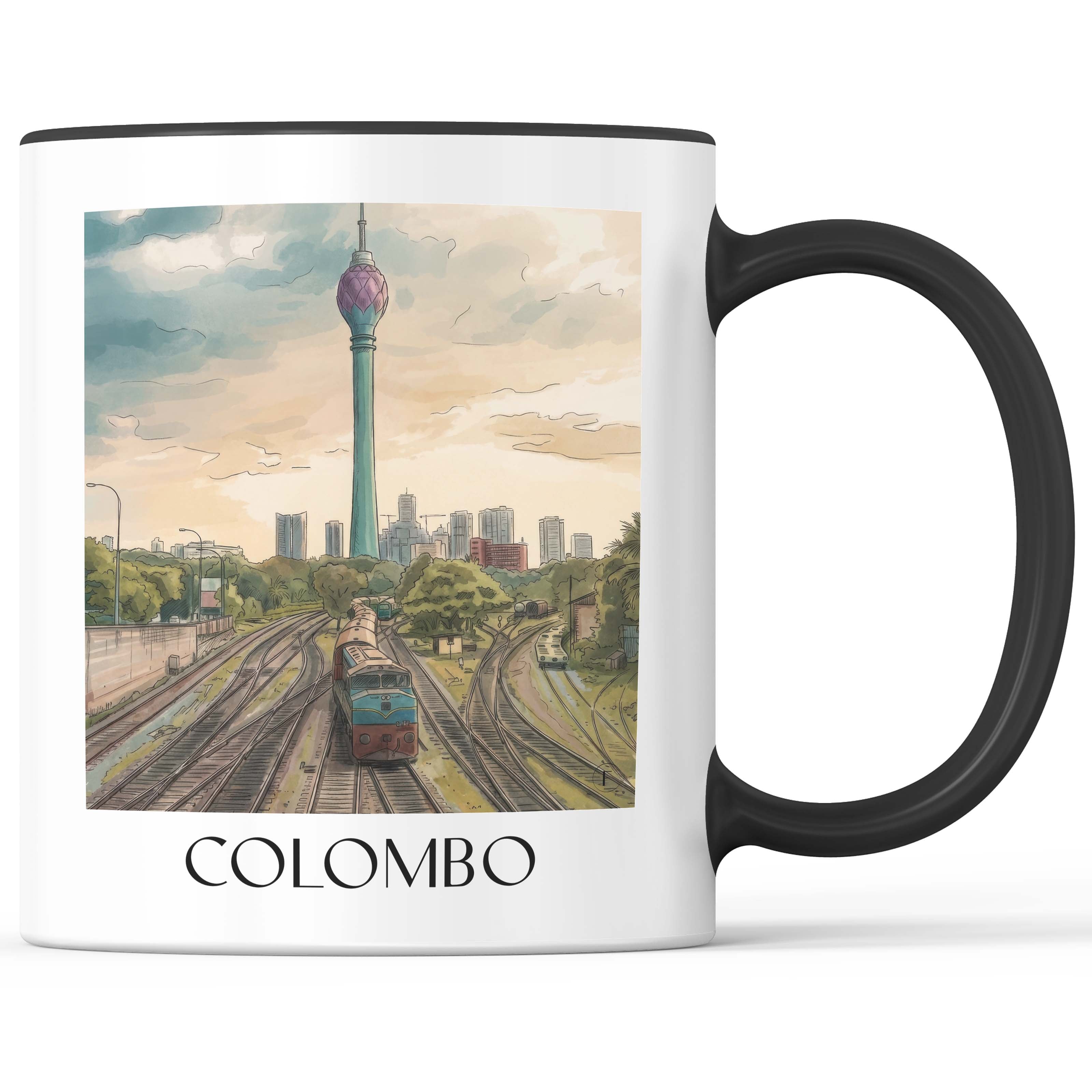Colombo - Sri Lanka Becher - Kaffeetasse im Aquarell Stil - favplace