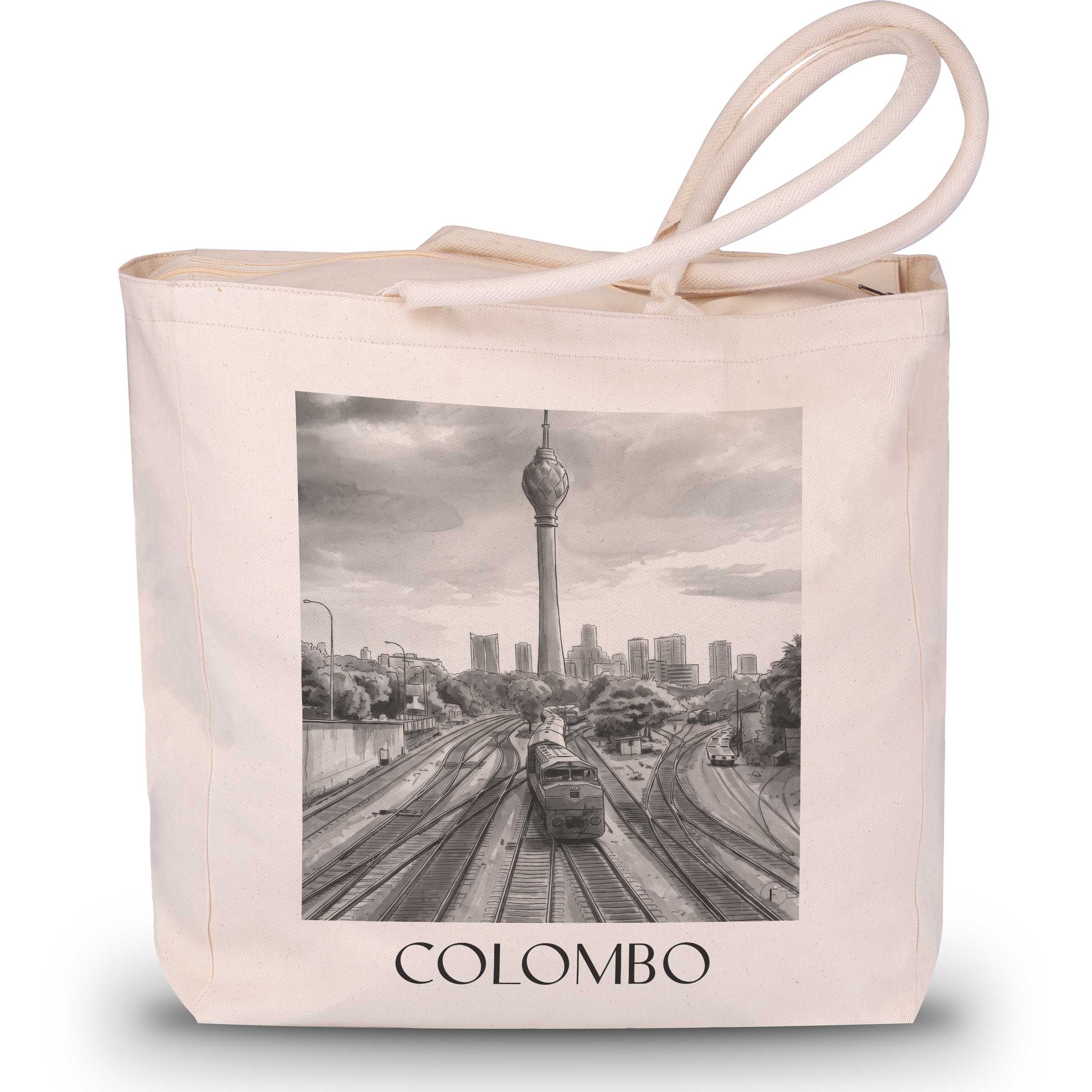 Colombo - Sri Lanka Tote Bag - Einkaufstasche im Aquarell Schwarz-Weiß Stil - favplace