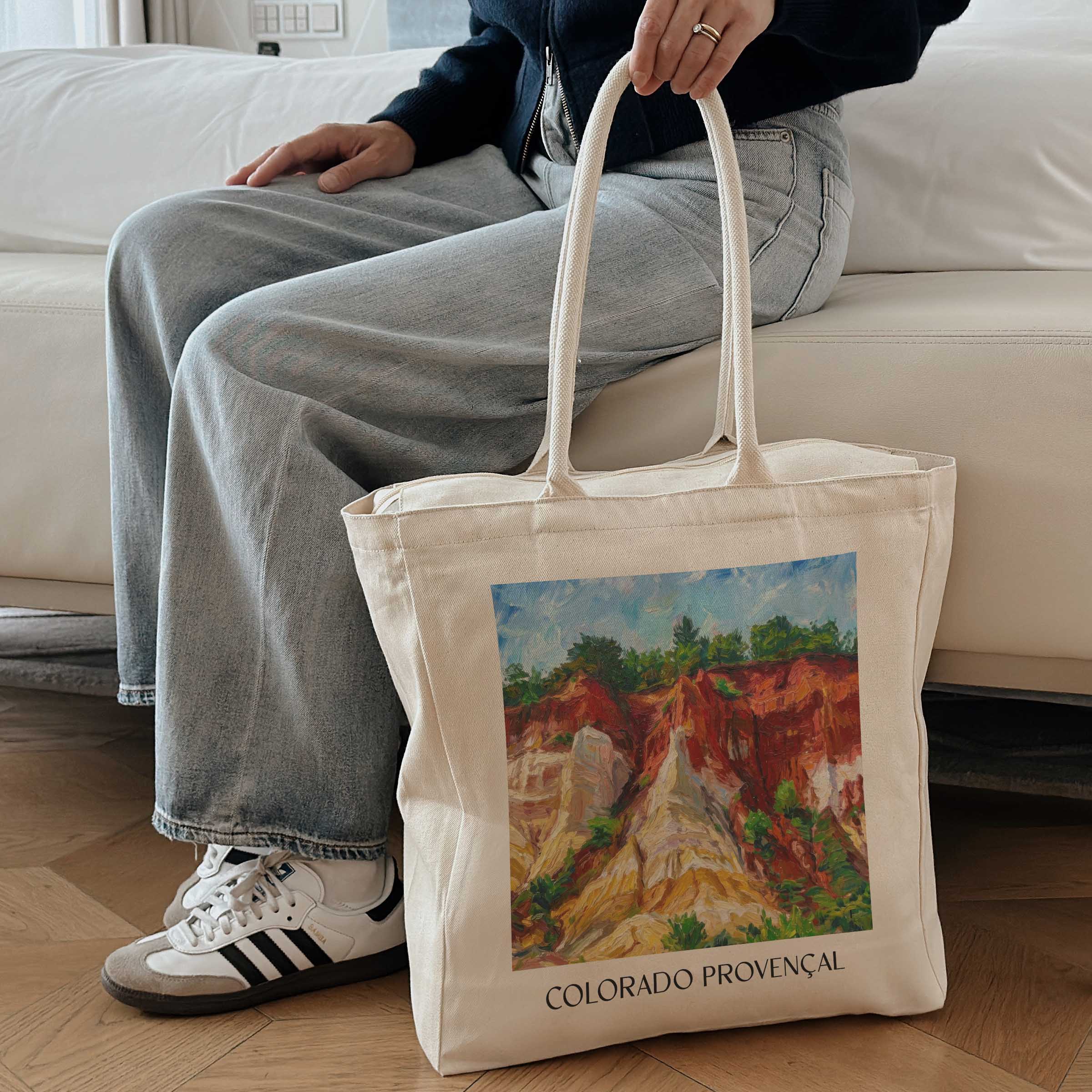 colorado-provençal-rustrel-frankreich-einkaufstasche-oil-painting-oelgemaelde