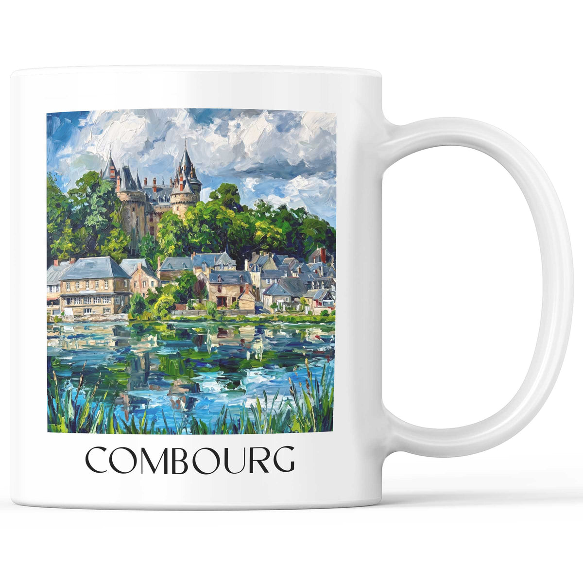 Combourg Kaffeebecher - Ille-et-Vilaine - Frankreich Becher - Kaffeetasse im Ölgemälde Stil - favplace