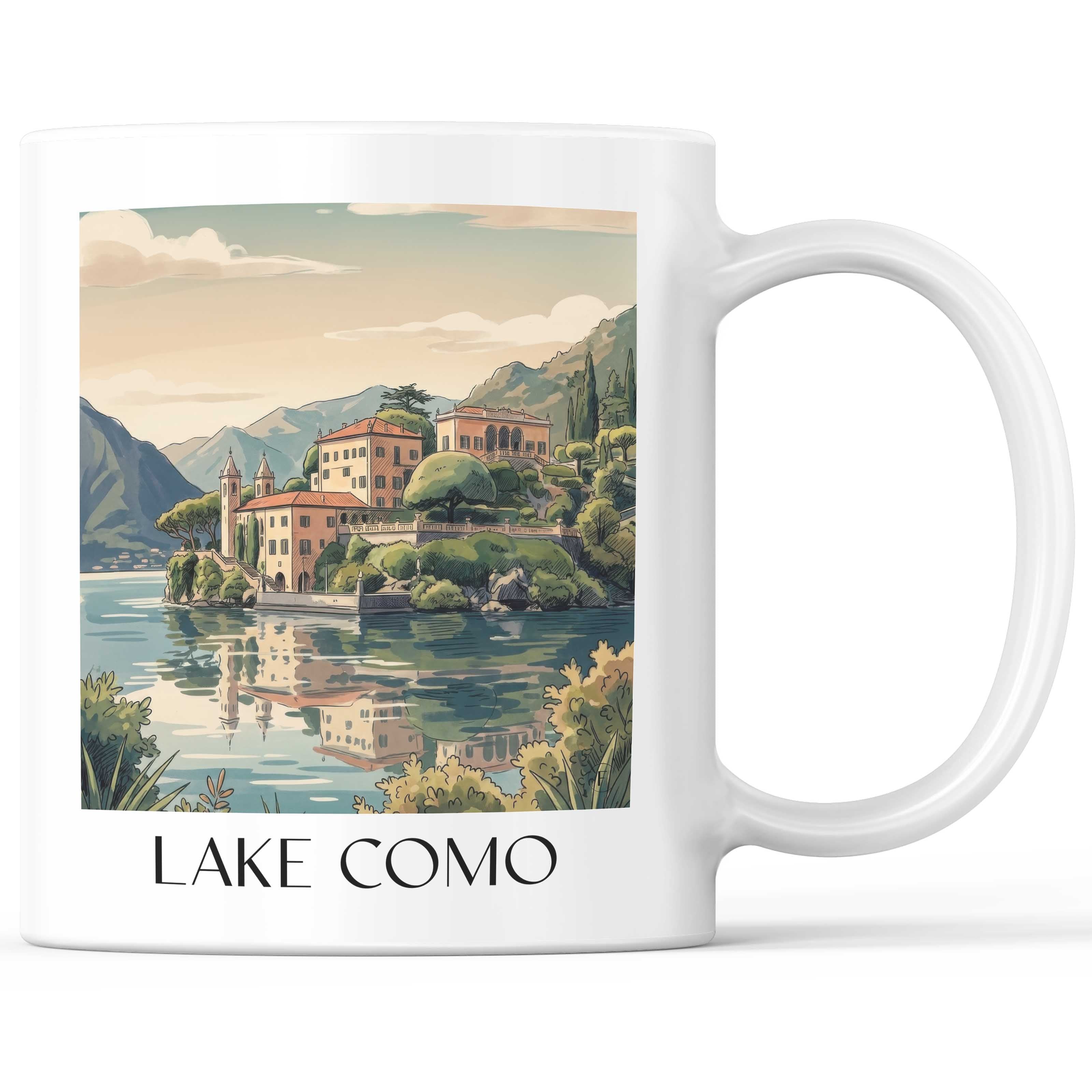 Comer See Kaffeebecher - Lombardei - Italien Becher - Kaffeetasse im Aquarell Stil - favplace
