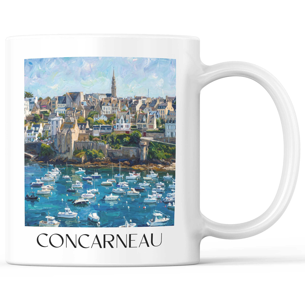 Concarneau Kaffeebecher - Cornouaille - Frankreich Becher - Kaffeetasse im Ölgemälde Stil - favplace