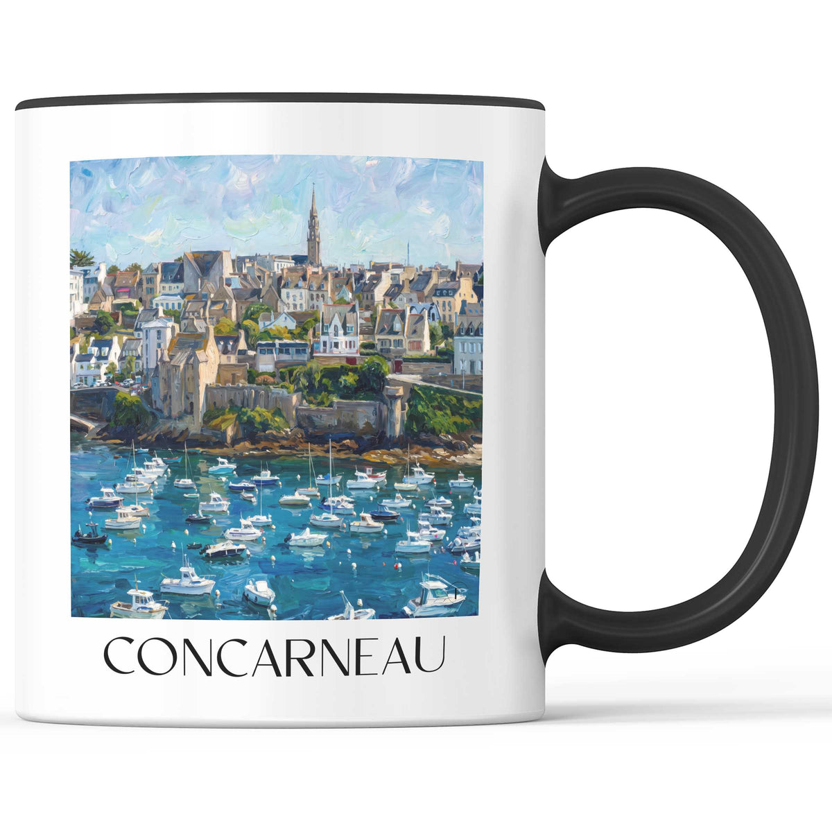 Concarneau Kaffeebecher - Cornouaille - Frankreich Becher - Kaffeetasse im Ölgemälde Stil - favplace