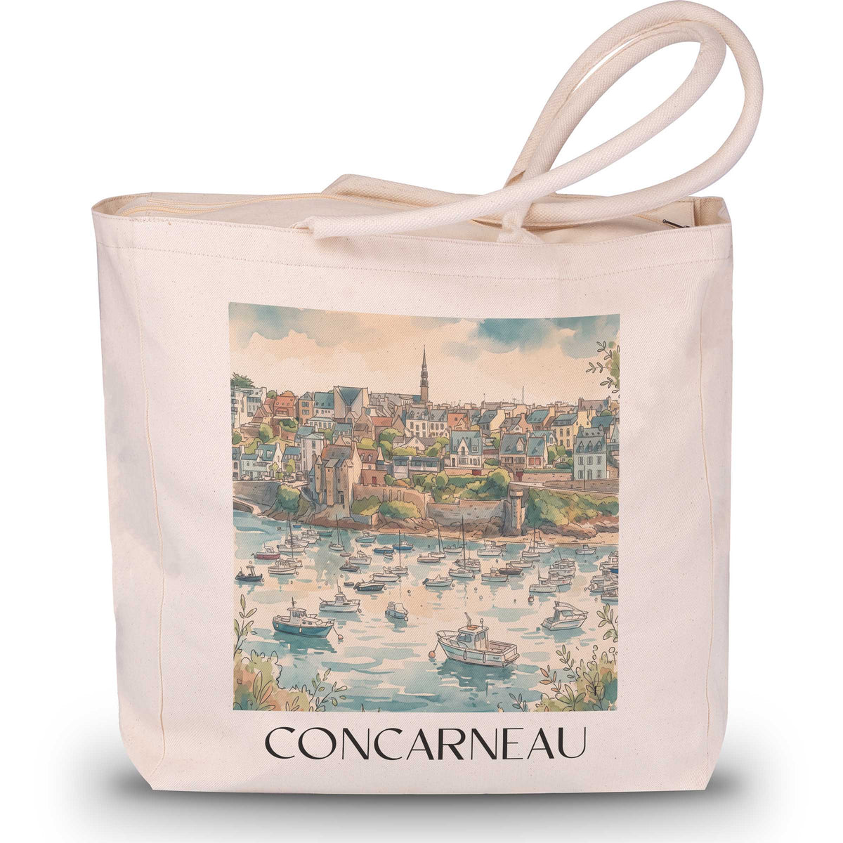 Concarneau Shopping Tasche - Cornouaille - Frankreich Tote Bag - Einkaufstasche im Aquarell Stil - favplace
