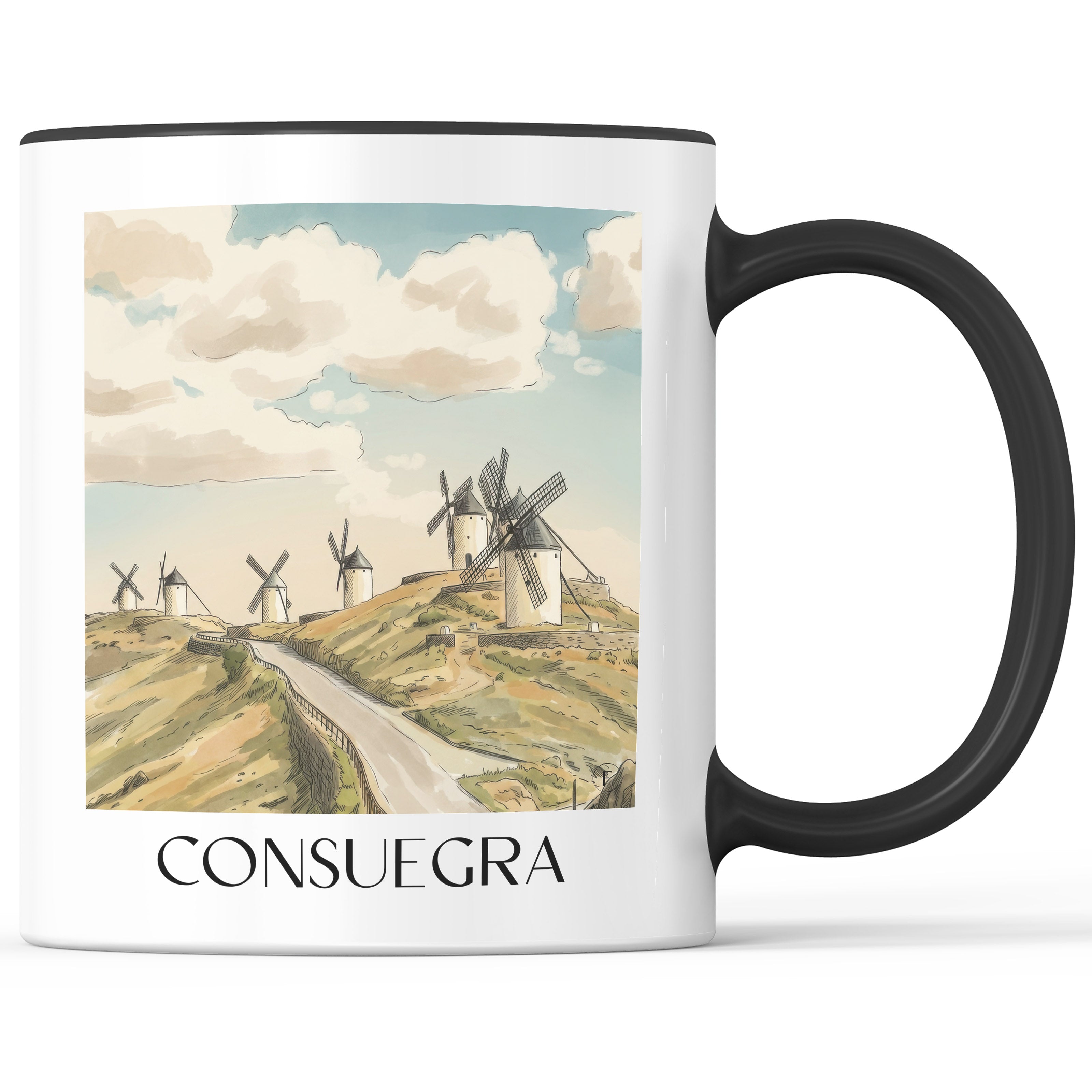 Consuegra Kaffeebecher - Spanien - Spanien Becher - Kaffeetasse im Aquarell Stil - favplace