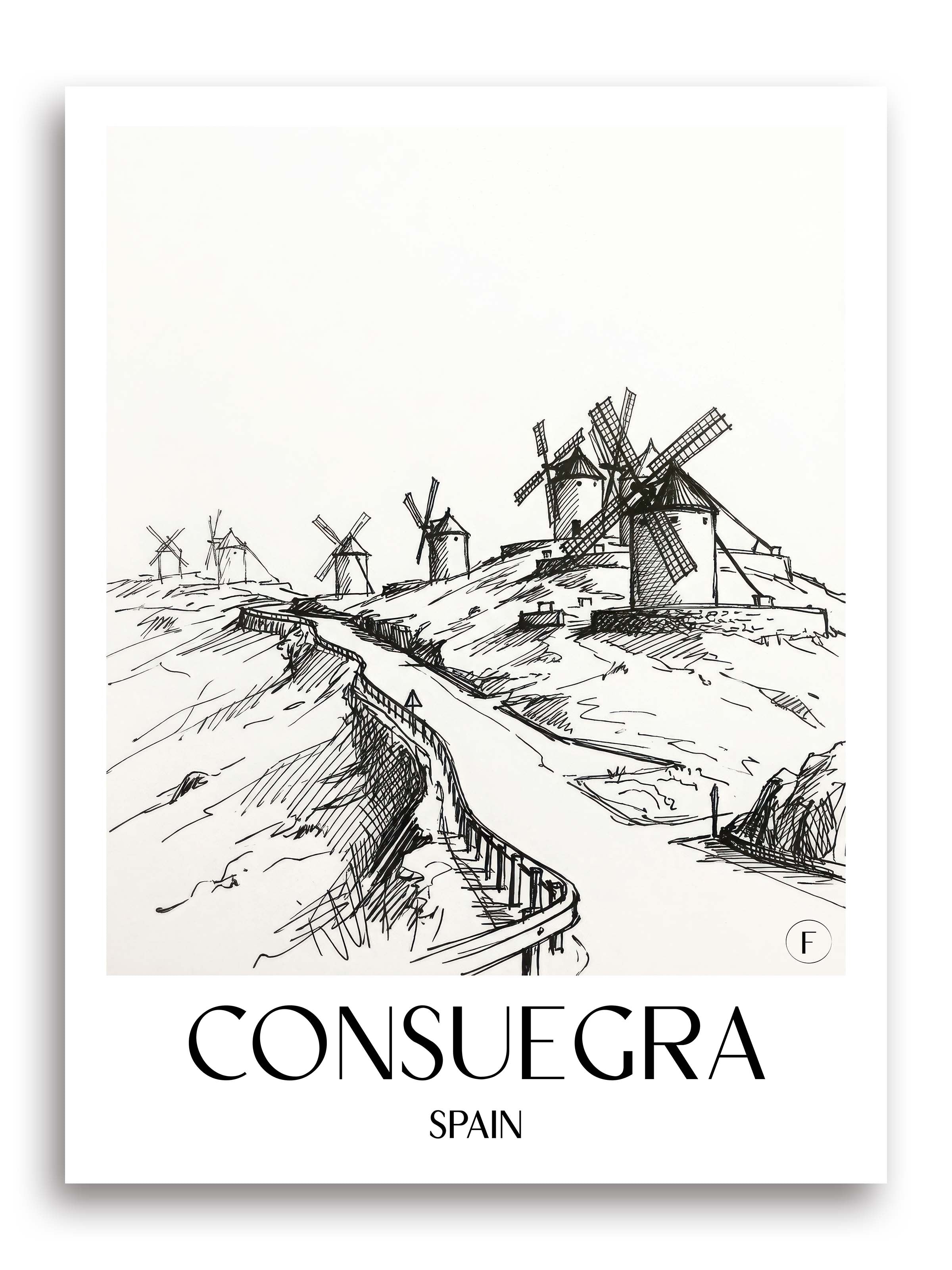 Consuegra Poster - Spanien - Spanien und Spanien Kunstdruck - Skizze von A4 bis A1 - favplace