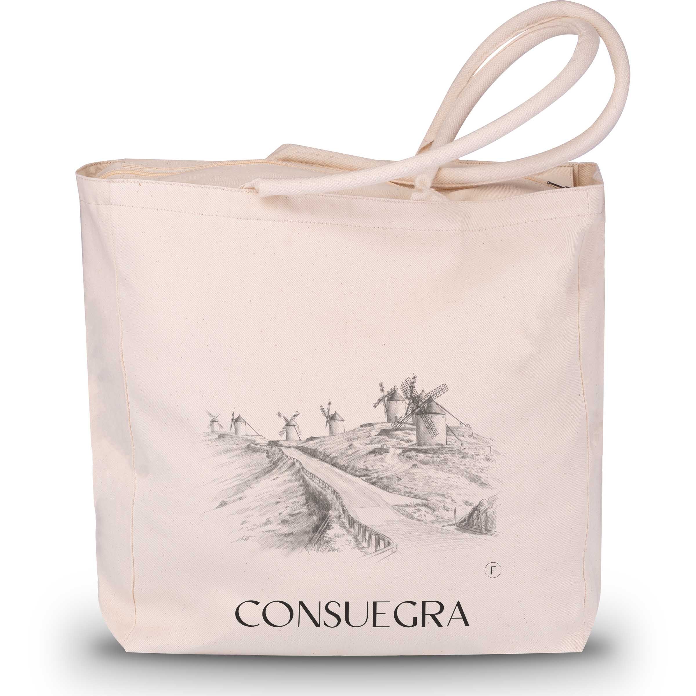Consuegra Shopping Bag - Spain - Spain Tote Bag - Drawing Style Shopping Bag
