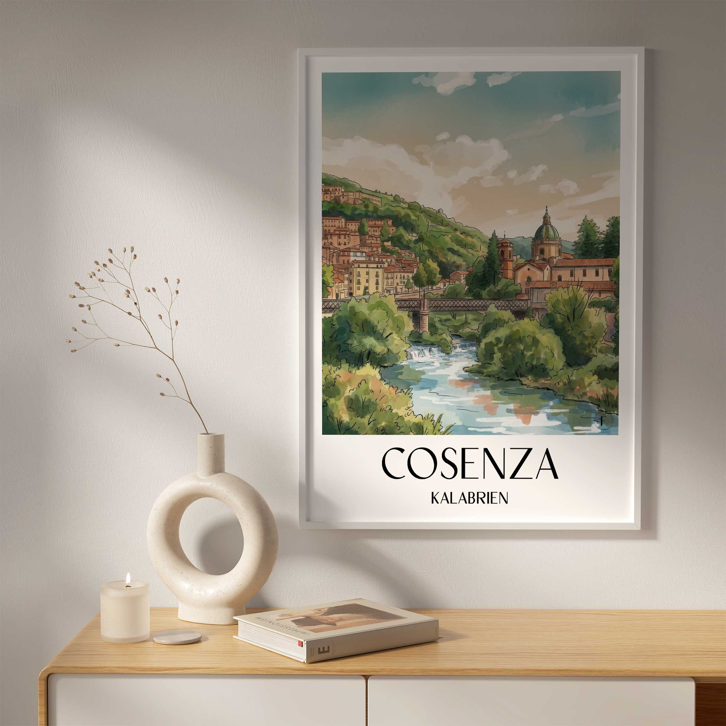 cosenza-kalabrien-italien-poster-aquarell