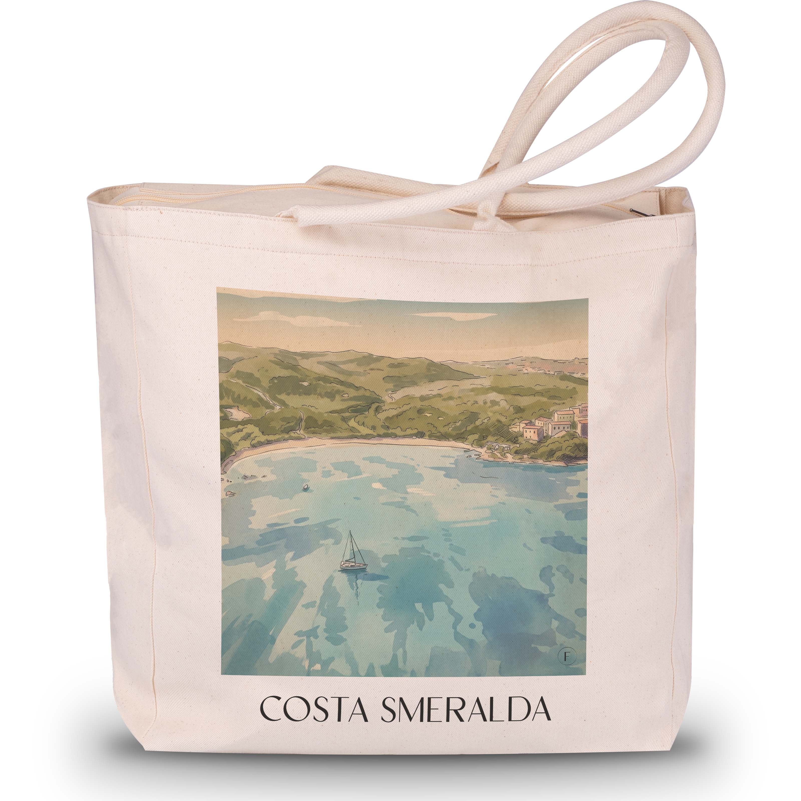 Costa Smeralda - Italien Tote Bag - Einkaufstasche im Aquarell Stil - favplace