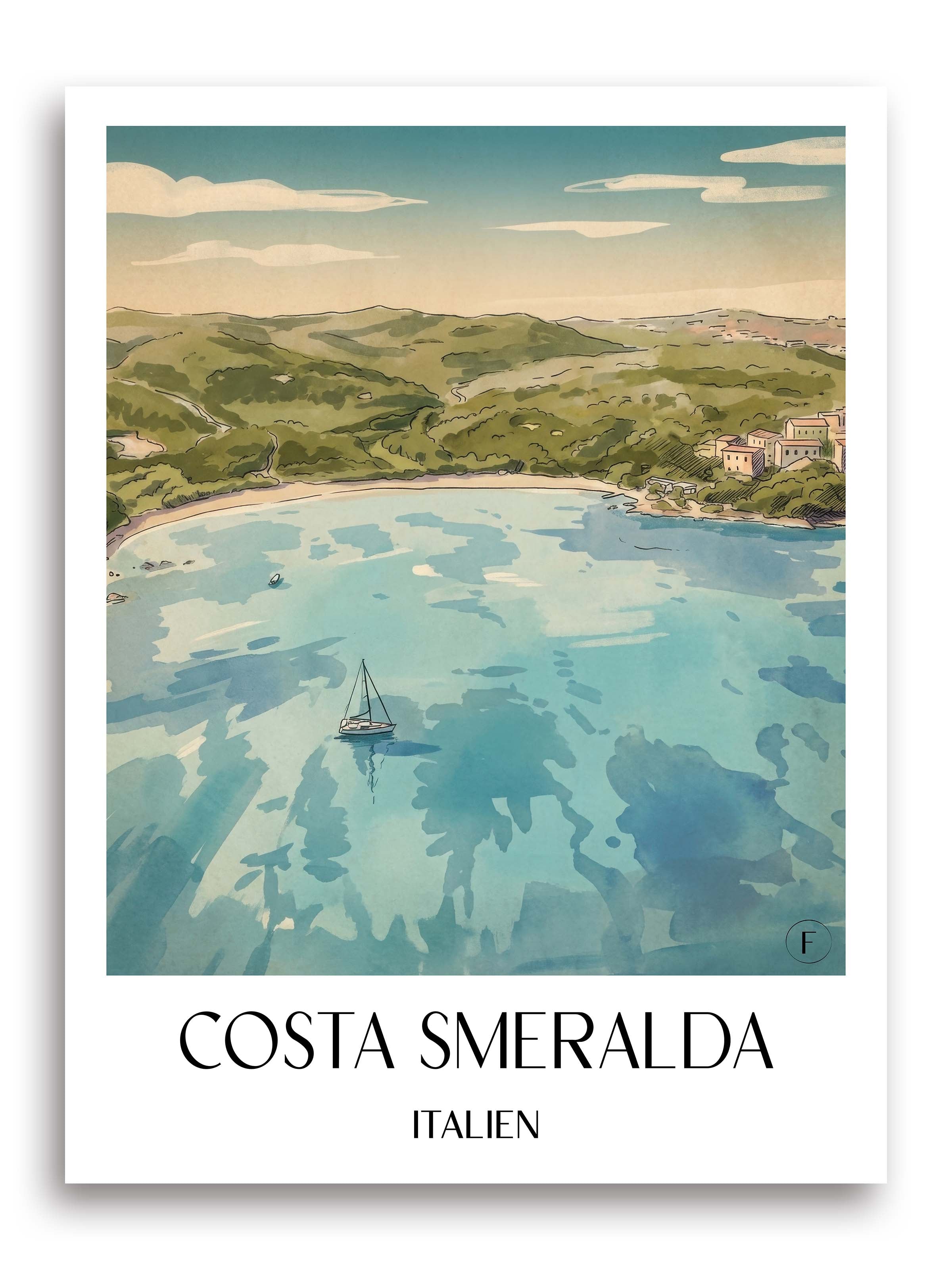 costa-smeralda-italien-poster-aquarell