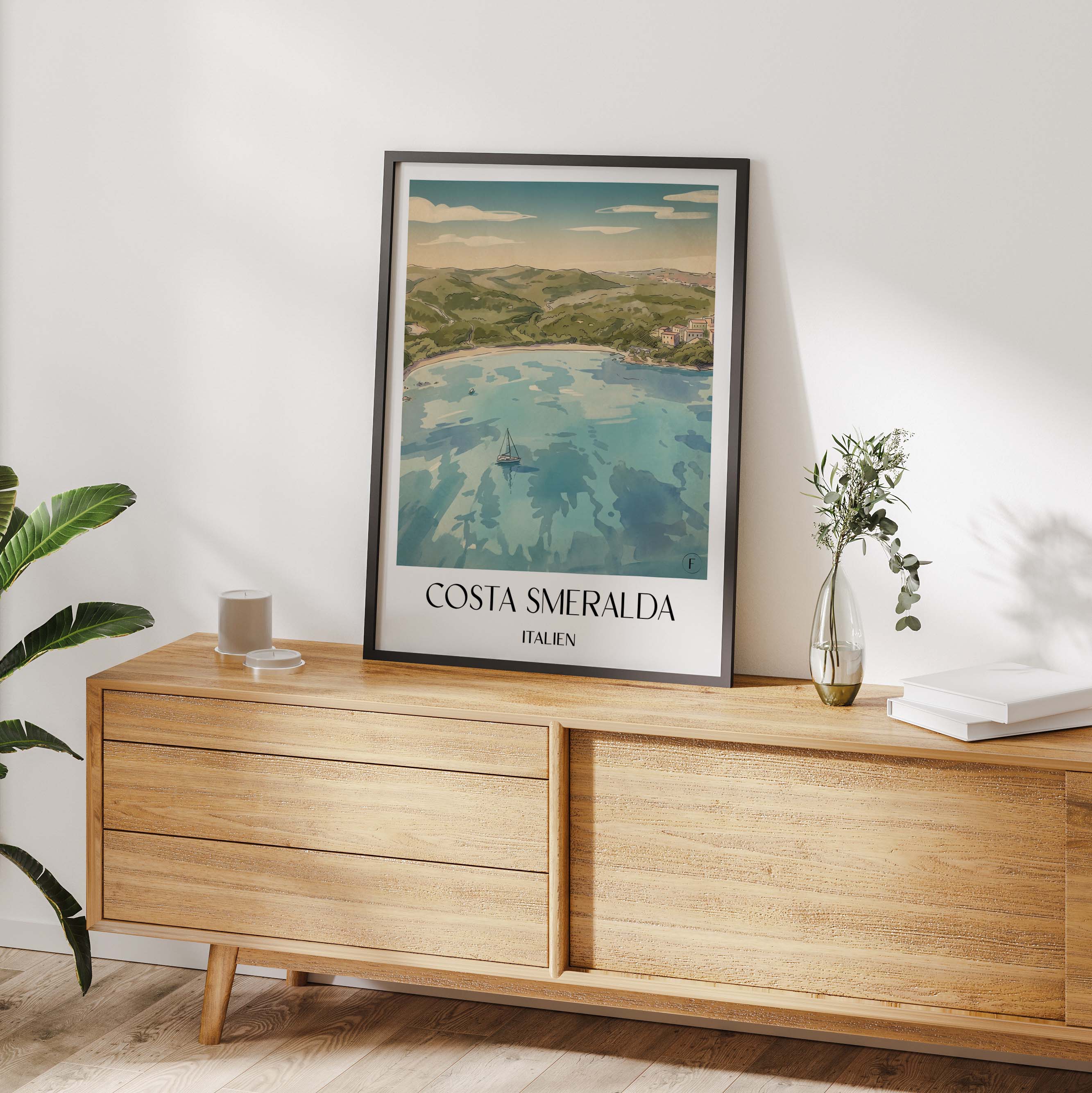 costa-smeralda-italien-poster-aquarell