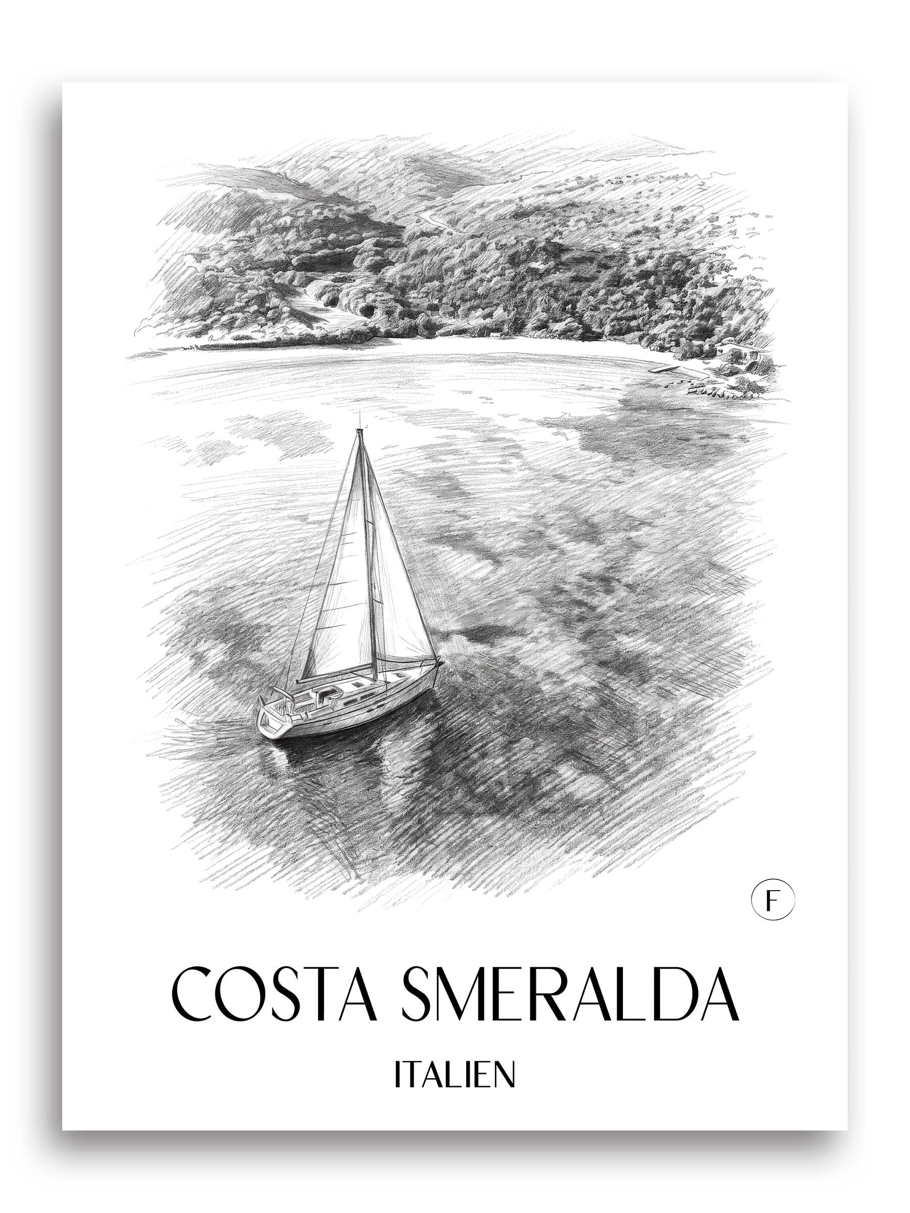 costa-smeralda-italien-poster-bleistift-zeichnung-drawing