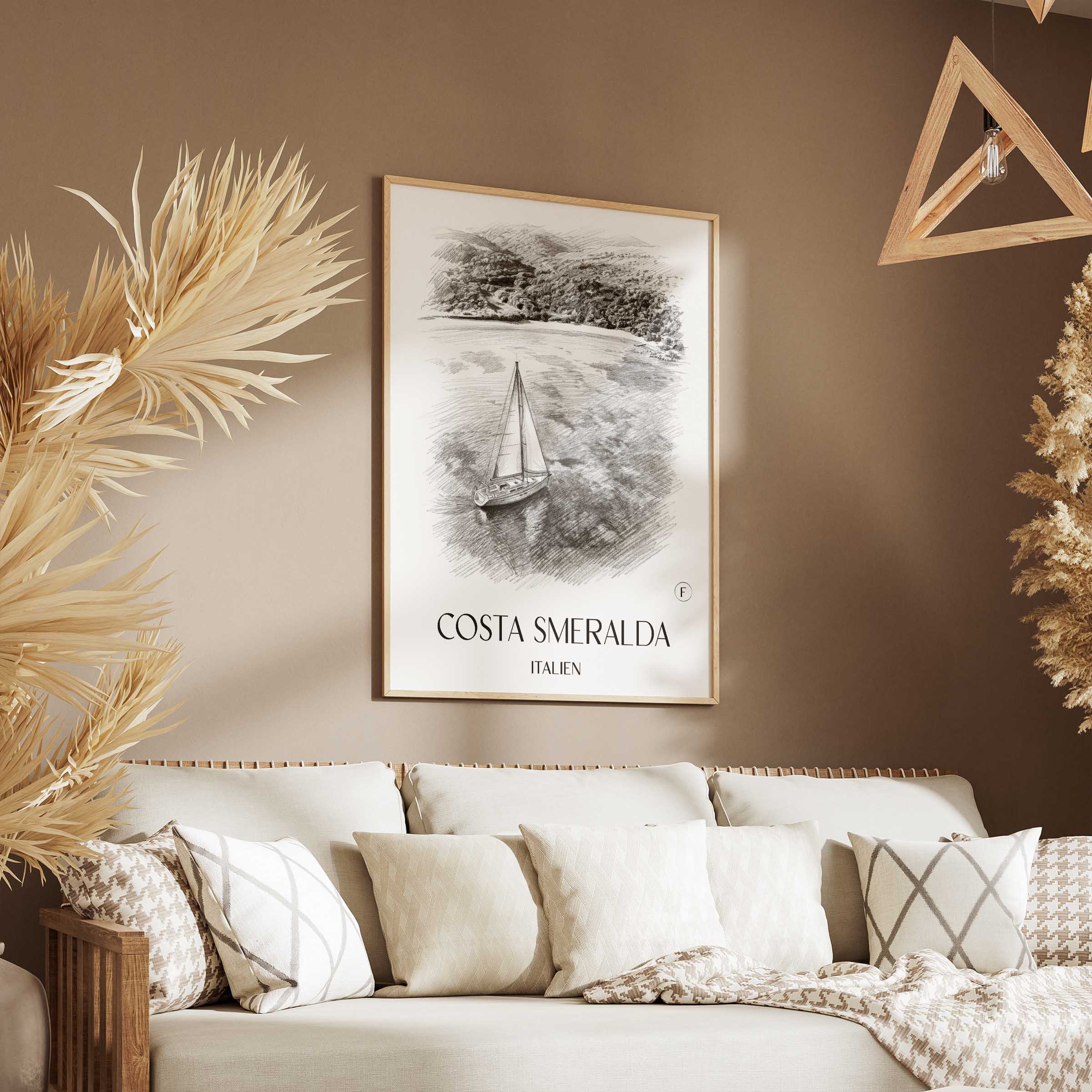 costa-smeralda-italien-poster-bleistift-zeichnung-drawing