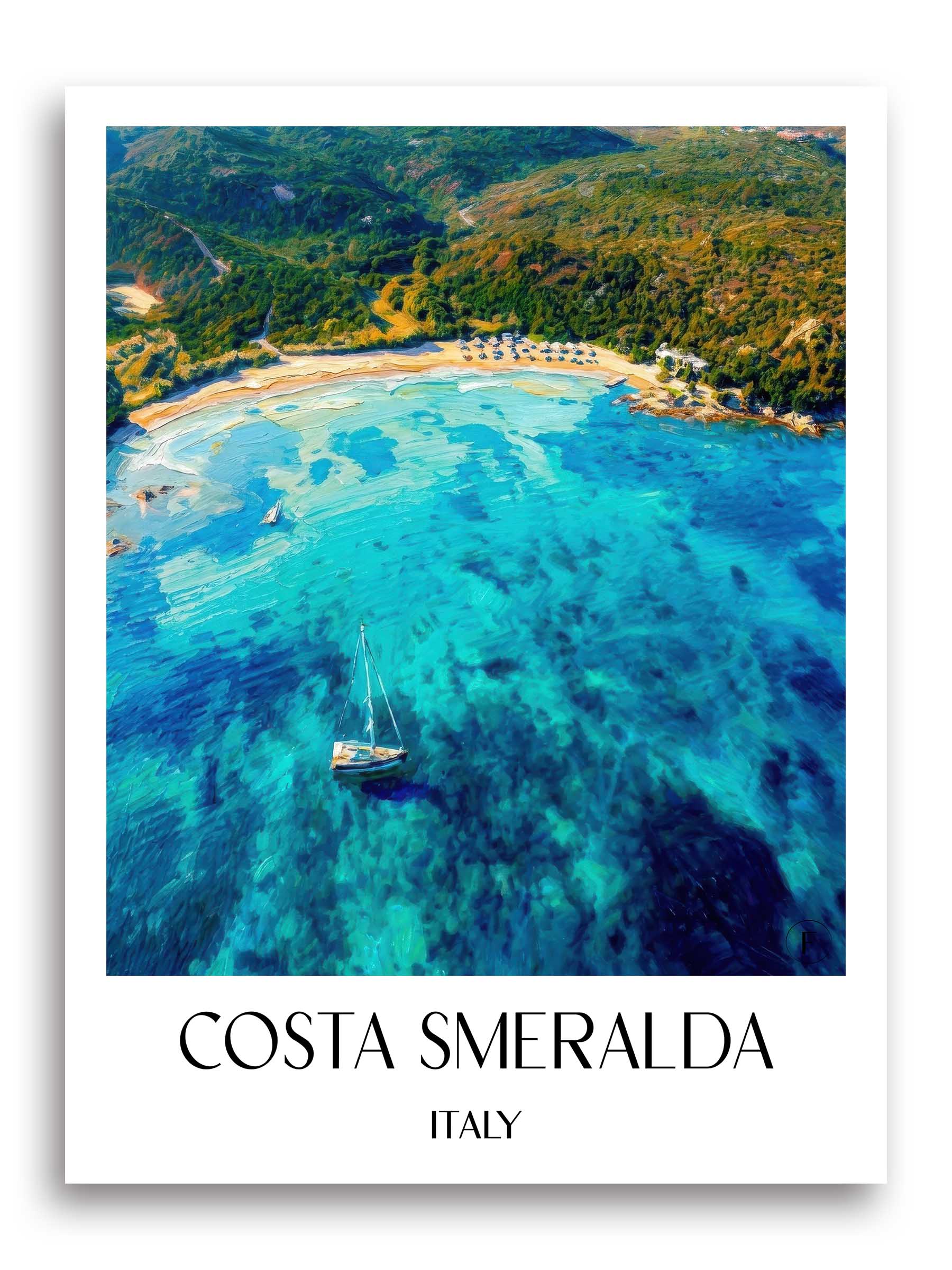 Costa Smeralda Poster - - Italien Kunstdruck - Ölgemälde von A4 bis A1 - favplace