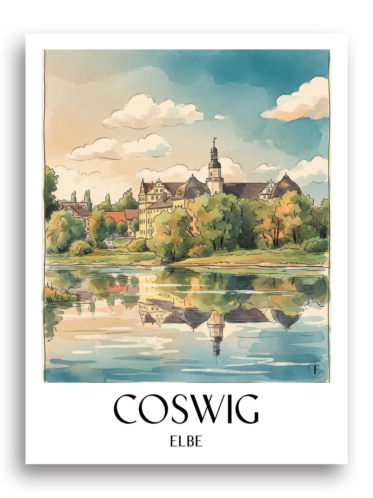 coswig-elbe-deutschland-poster-aquarell