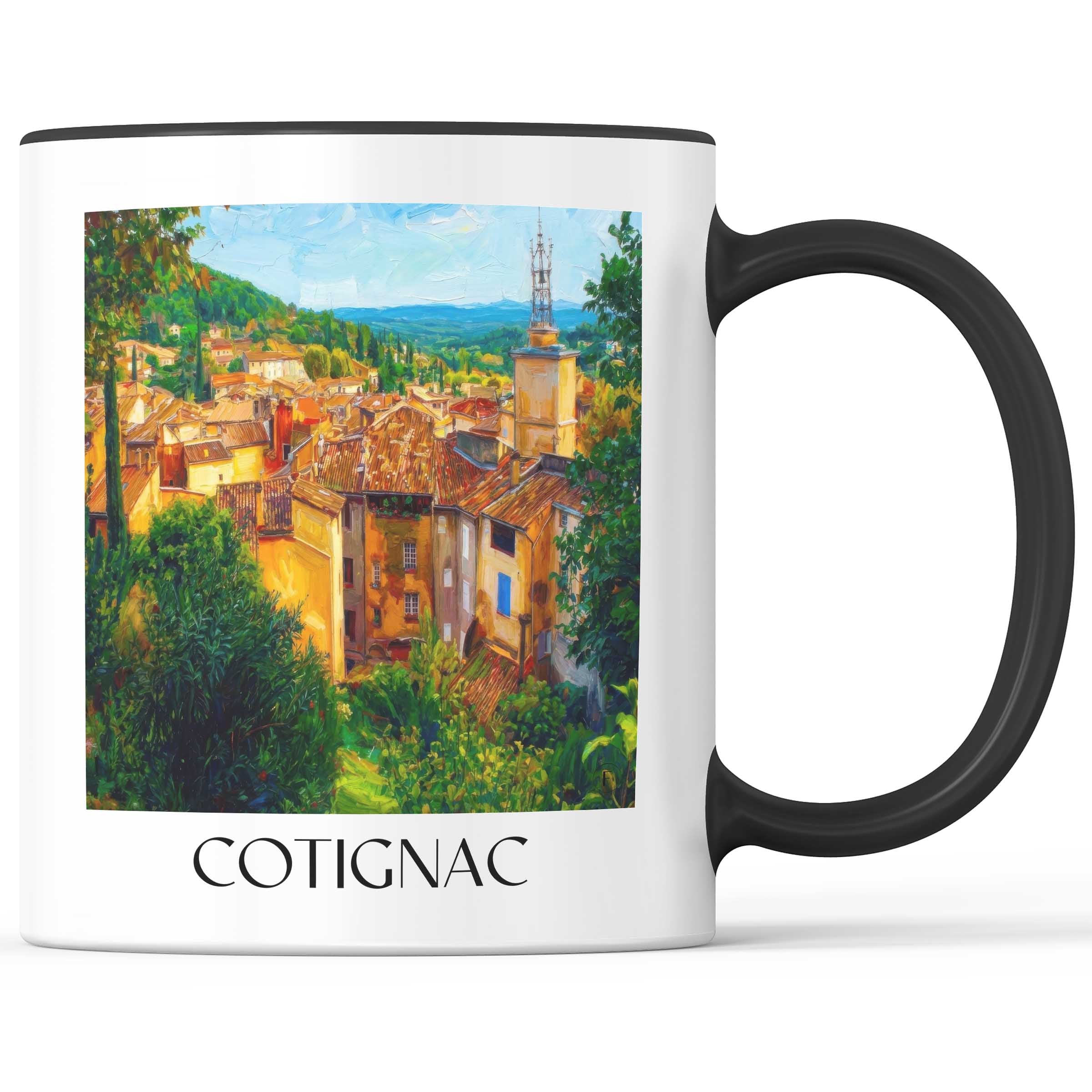 cotignac-provence-verte-frankreich-kaffeebecher-oil-painting-oelgemaelde