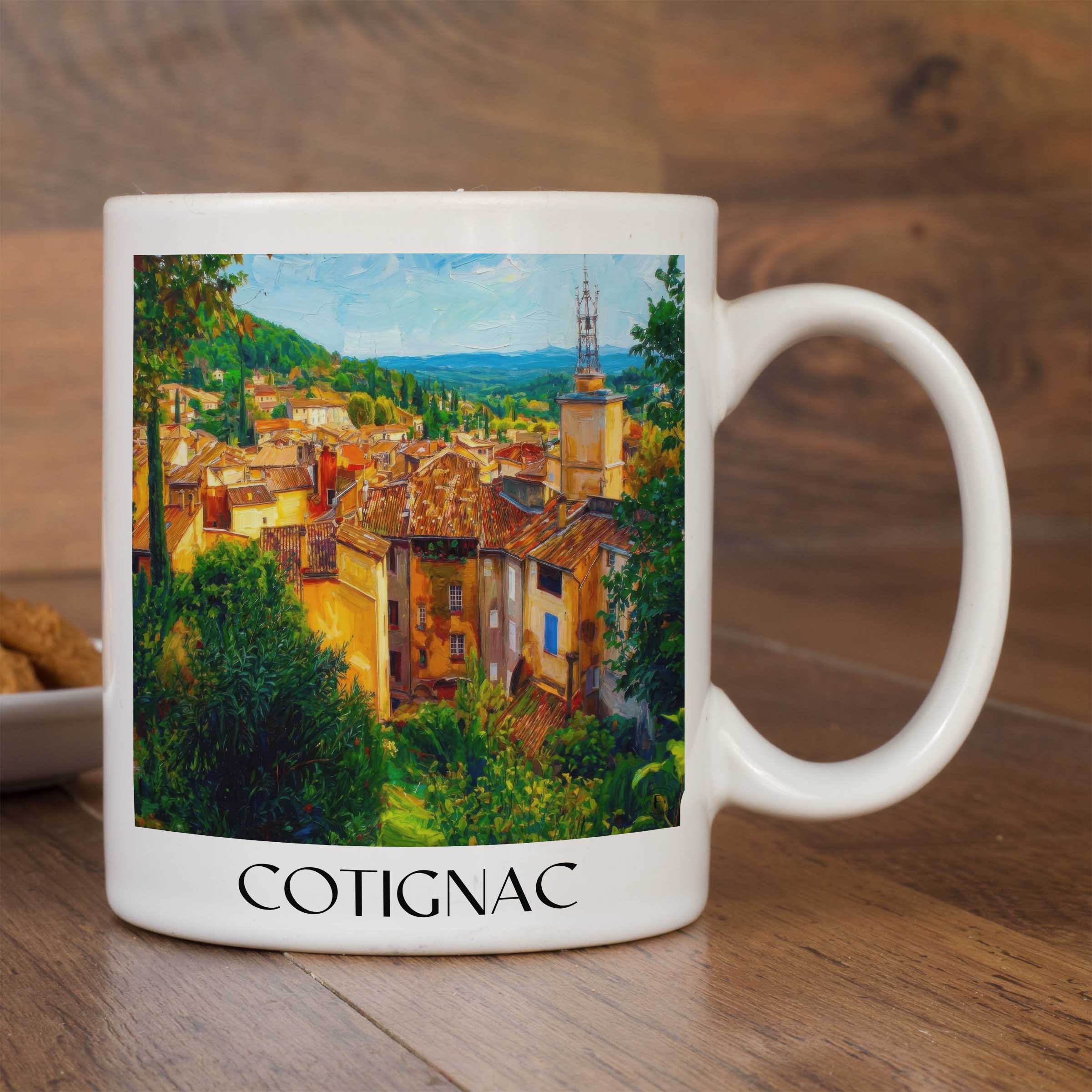 cotignac-provence-verte-frankreich-kaffeebecher-oil-painting-oelgemaelde
