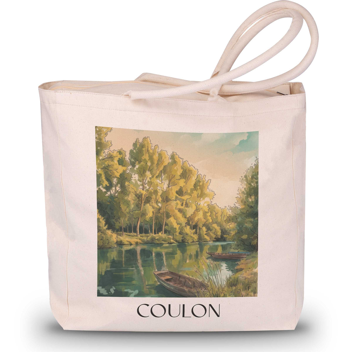 Coulon Shopping Tasche - Marais Poitevin - Frankreich Tote Bag - Einkaufstasche im Aquarell Stil - favplace