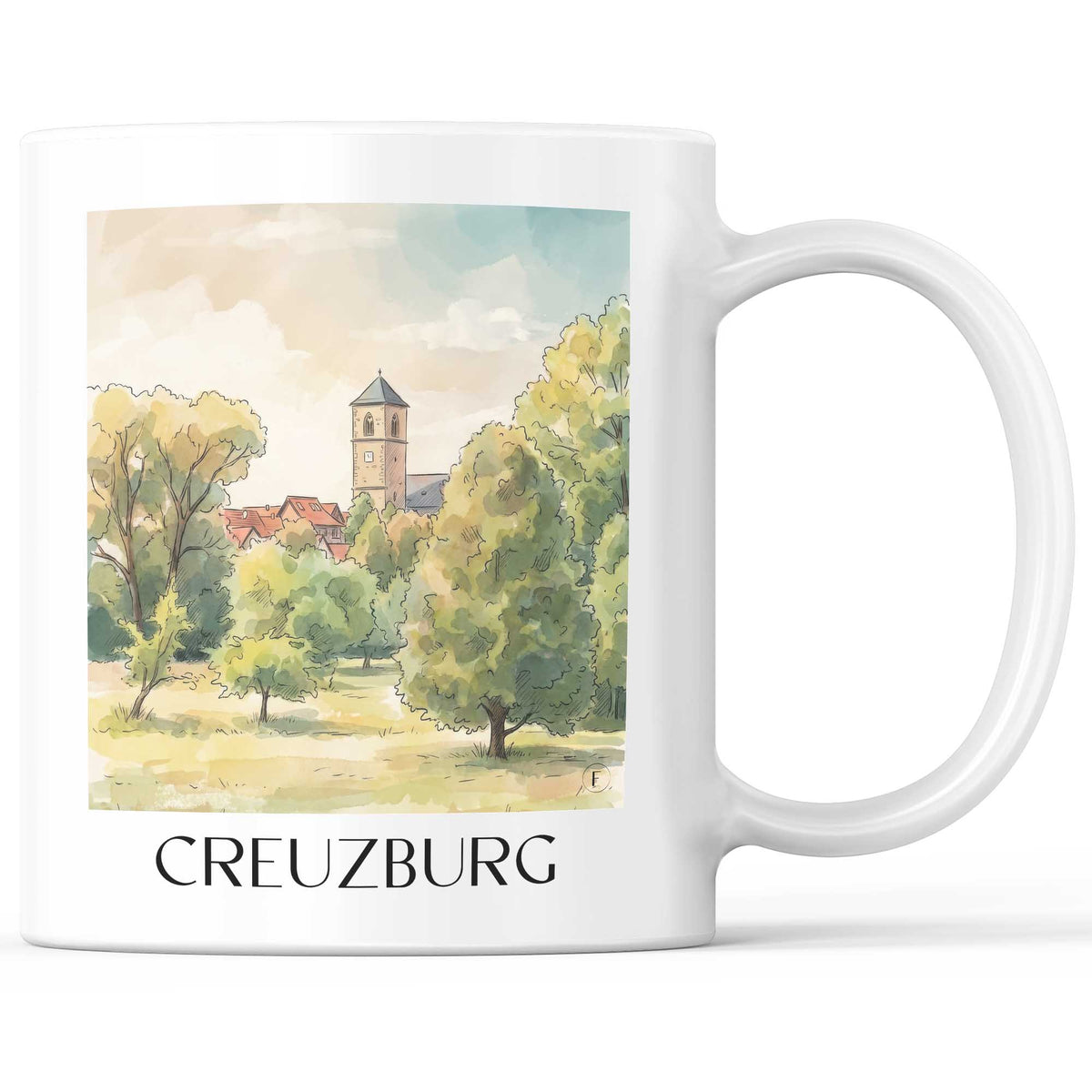 Creuzburg Kaffeebecher - Werratal - Deutschland Becher - Kaffeetasse im Aquarell Stil - favplace