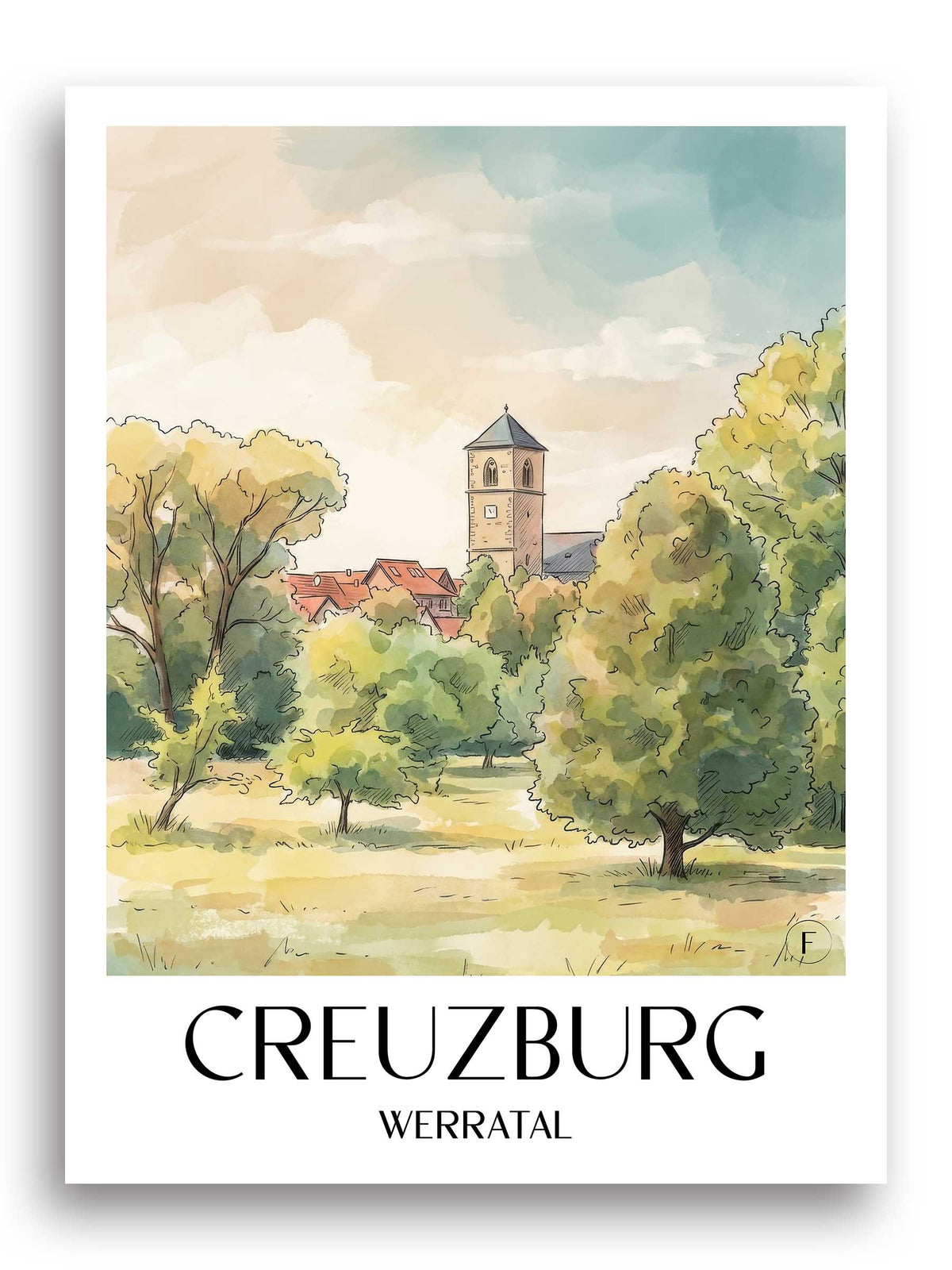 creuzburg-werratal-deutschland-poster-aquarell
