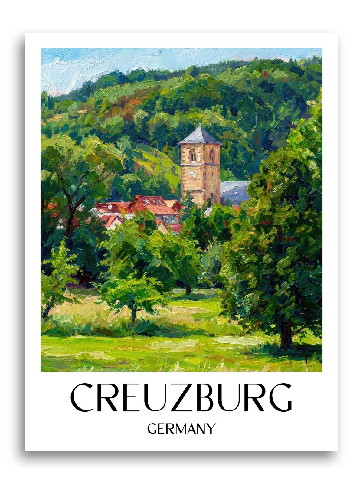 Creuzburg Poster - Werratal - Deutschland Kunstdruck - Ölgemälde von A4 bis A1 - favplace