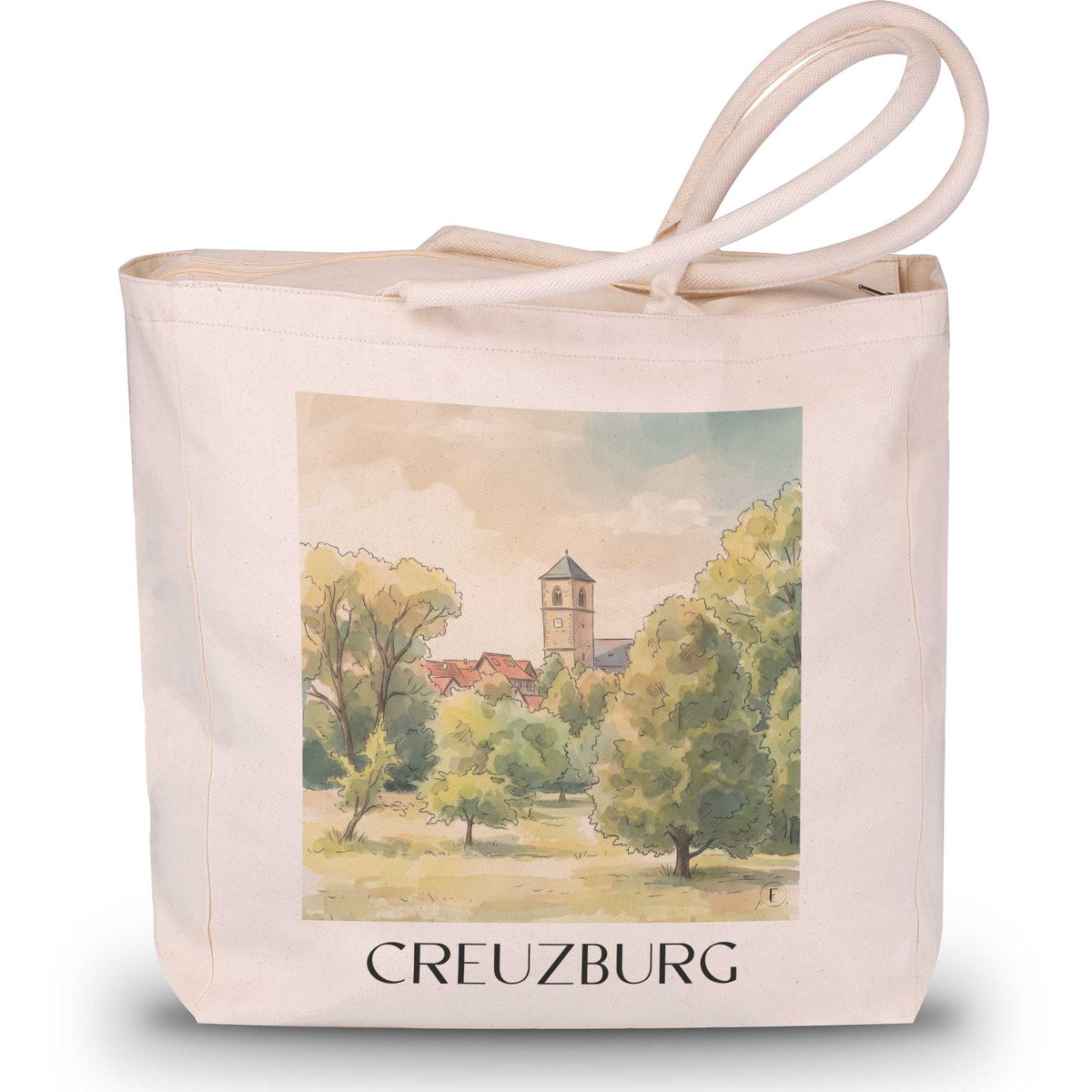 creuzburg-werratal-deutschland-einkaufstasche-aquarell
