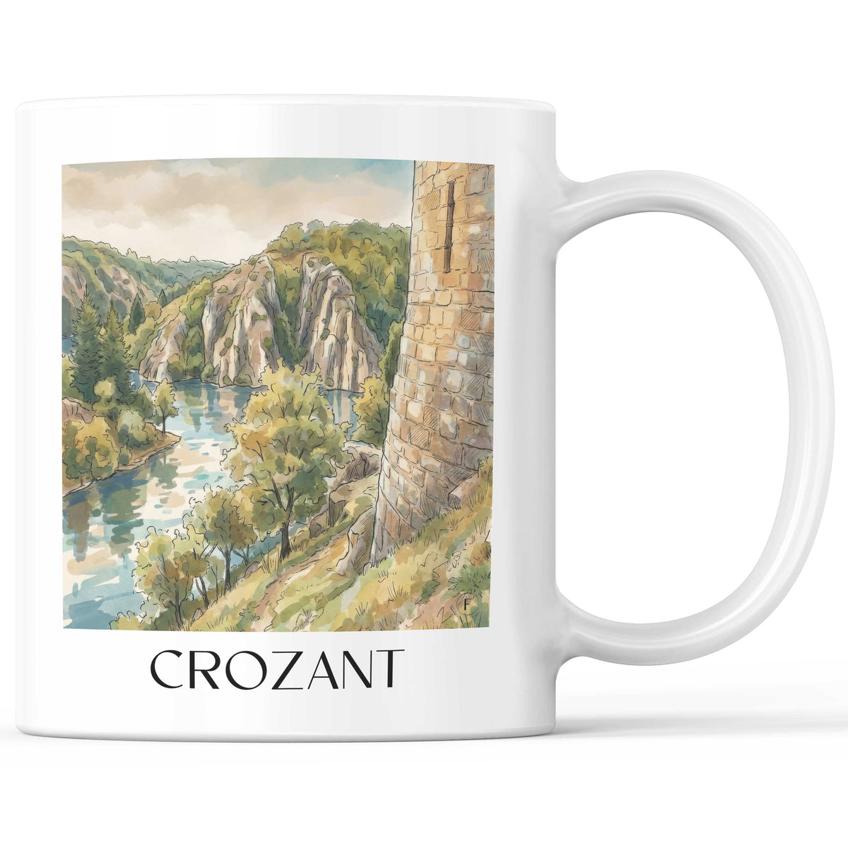 Crozant Kaffeebecher - Creuse - Frankreich Becher - Kaffeetasse im Aquarell Stil - favplace