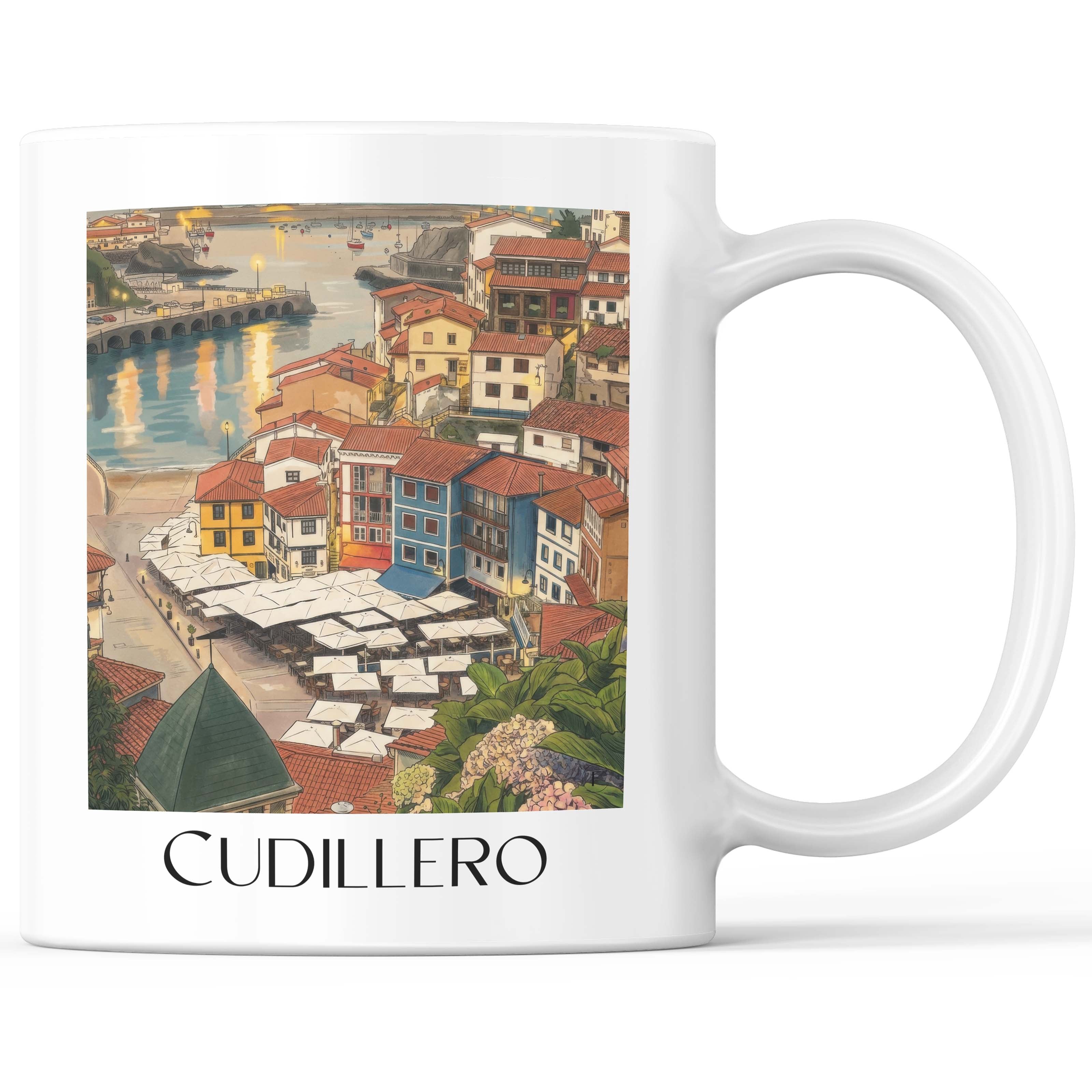 Cudillero Kaffeebecher - Spanien - Spanien Becher - Kaffeetasse im Aquarell Stil - favplace