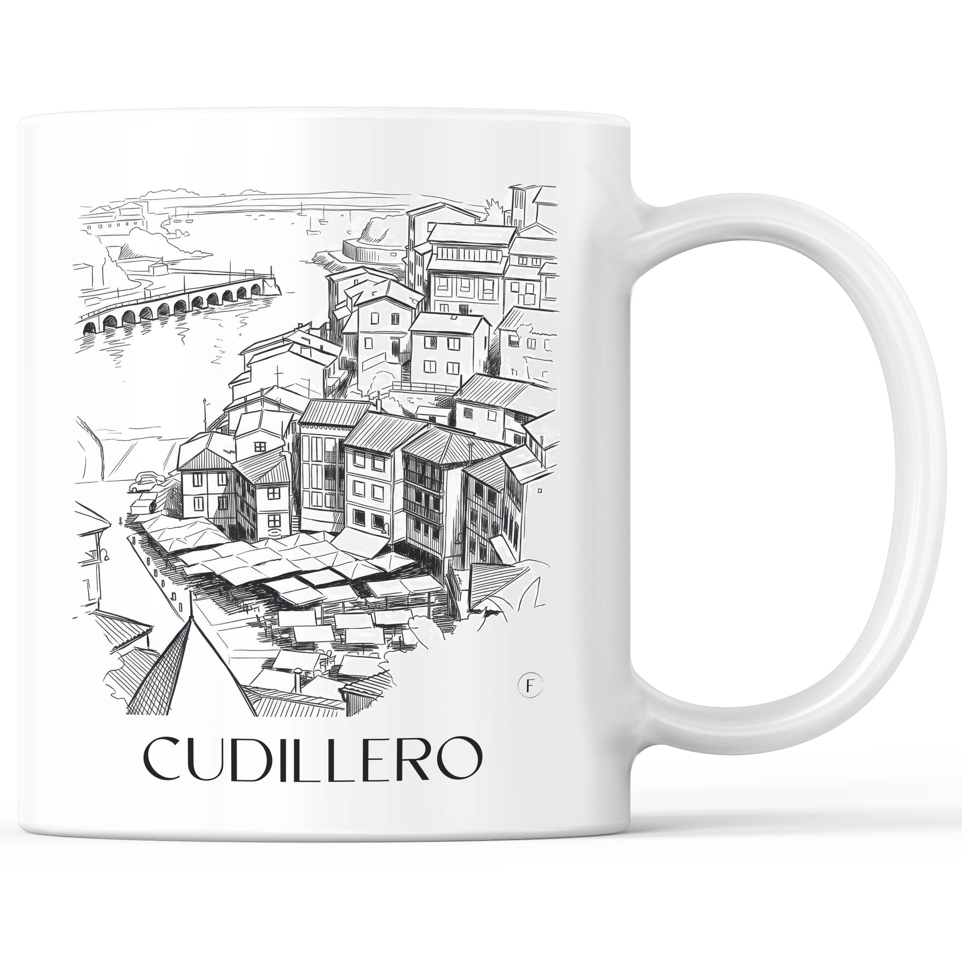 Cudillero Kaffeebecher - Spanien - Spanien Becher - Kaffeetasse im Skizze Stil - favplace
