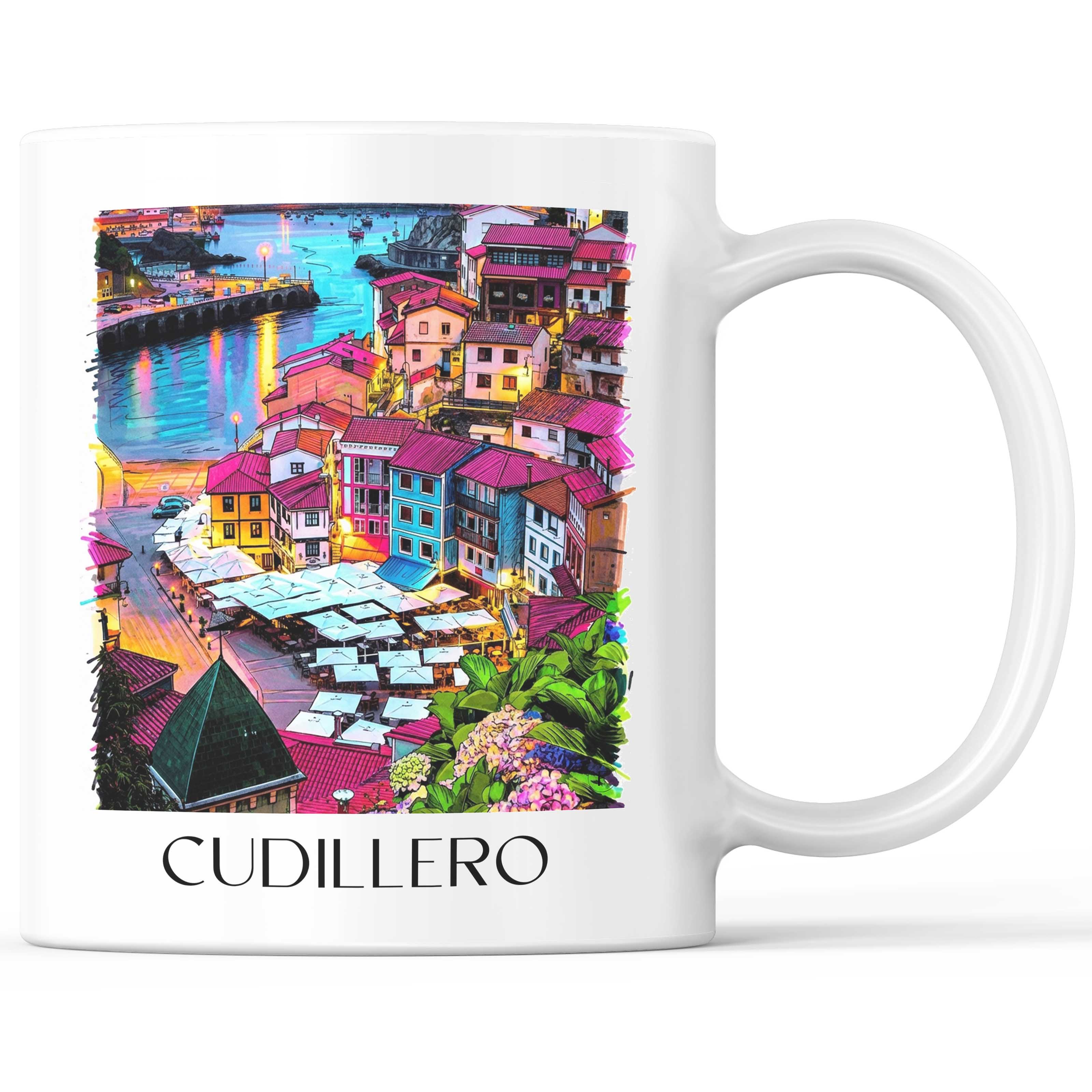 Cudillero Kaffeebecher - Spanien - Spanien Becher - Kaffeetasse im Tag Graffiti Stil - favplace