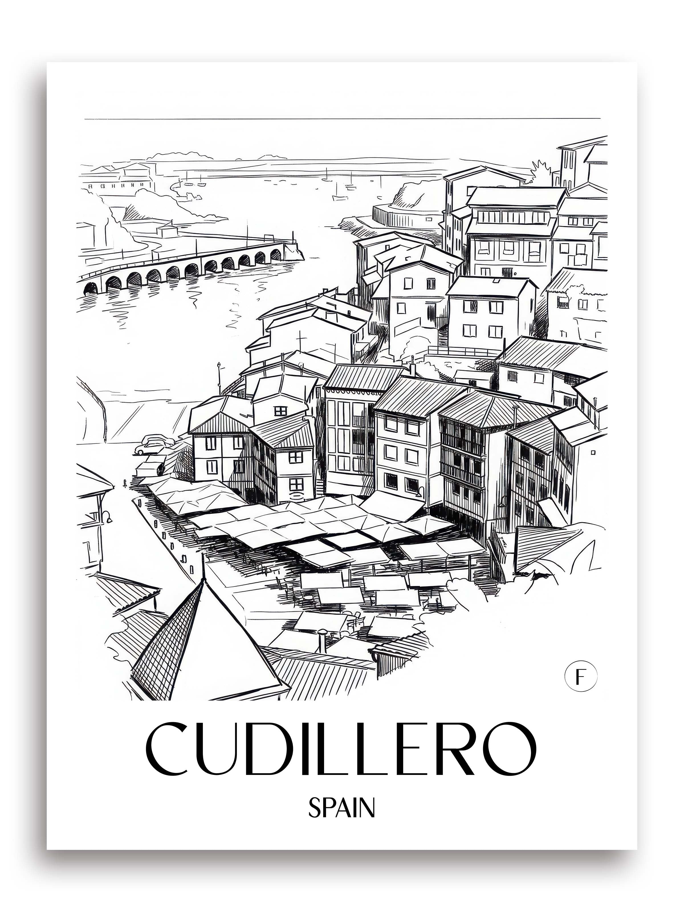 Cudillero Poster - Spanien - Spanien Kunstdruck - Skizze von A4 bis A1 - favplace