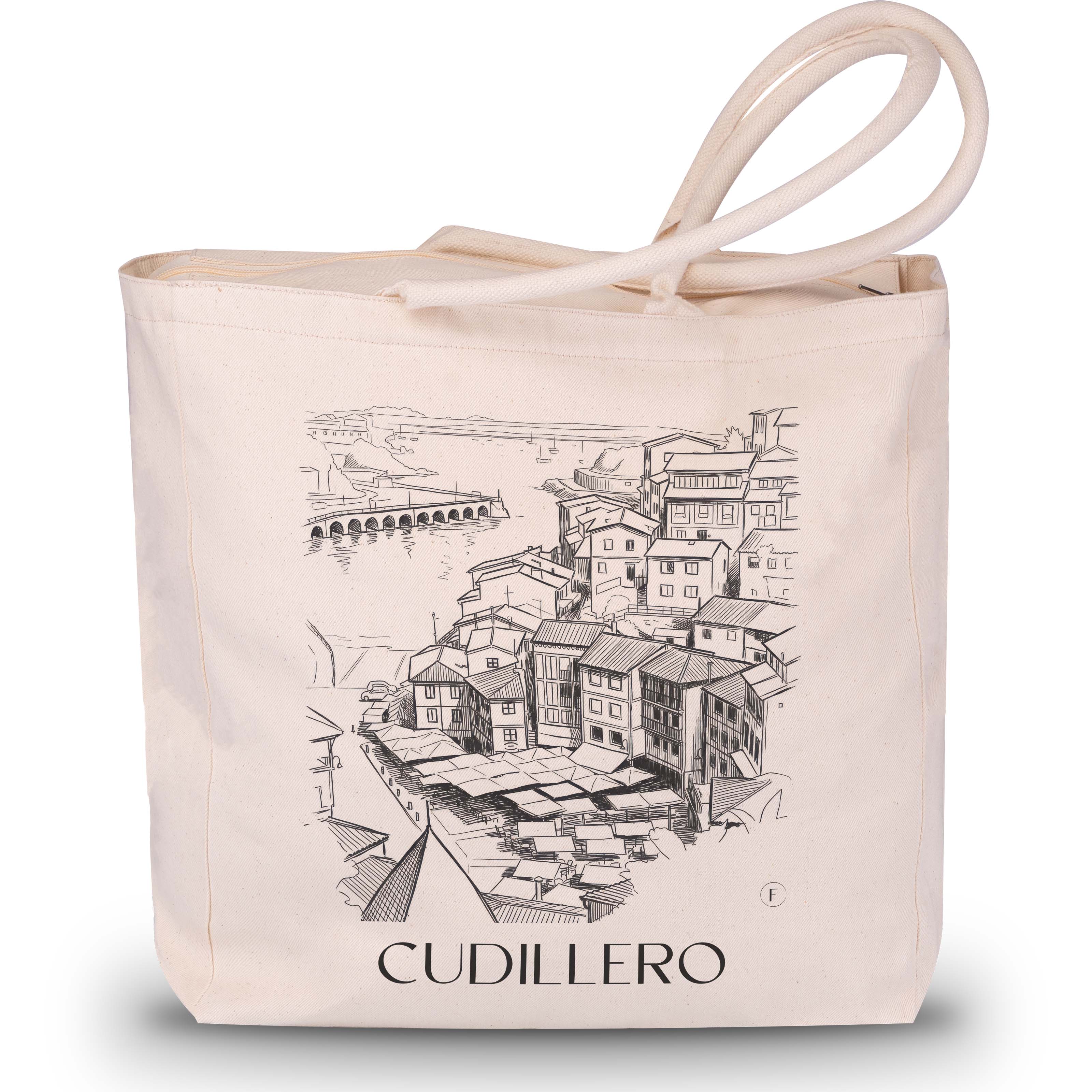 Cudillero Shopping Tasche - Spanien - Spanien Tote Bag - Einkaufstasche im Skizze Stil - favplace