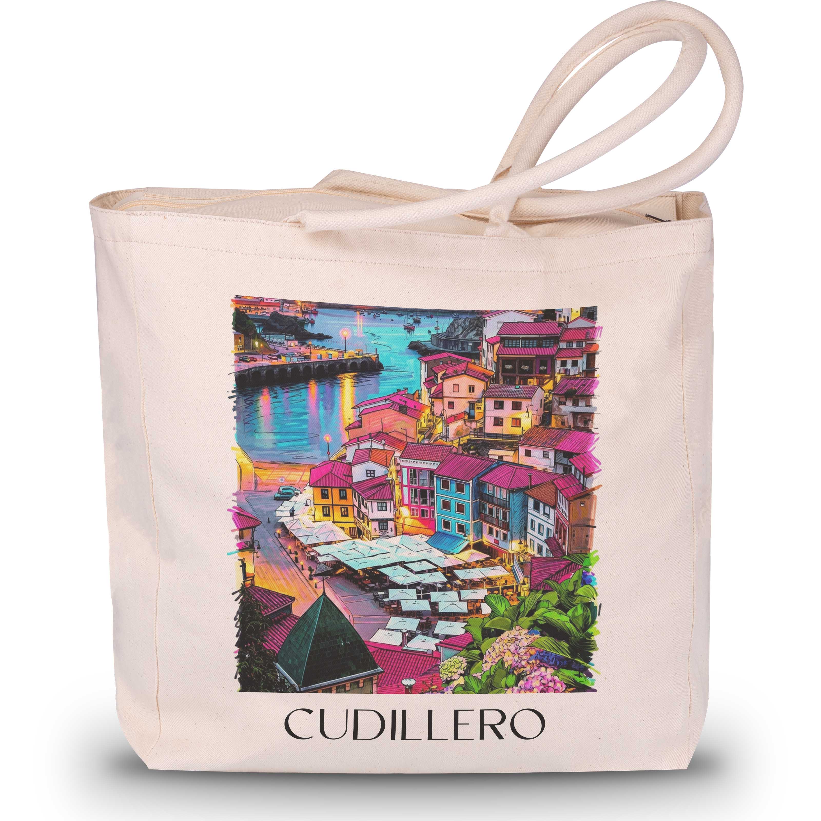 Cudillero Shopping Tasche - Spanien - Spanien Tote Bag - Einkaufstasche im Tag Graffiti Stil - favplace