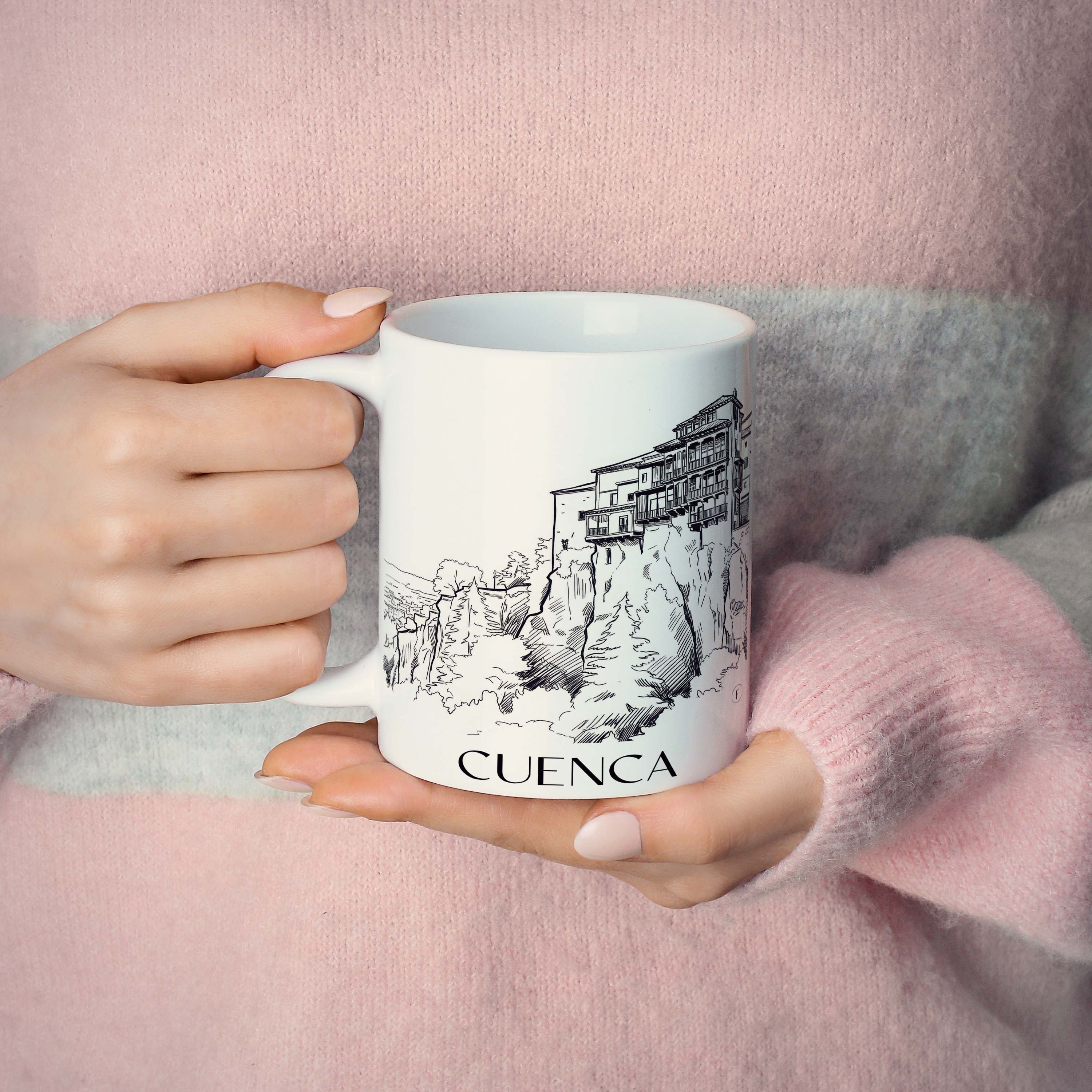 cuenca-spanien-spanien-kaffeebecher-skizze