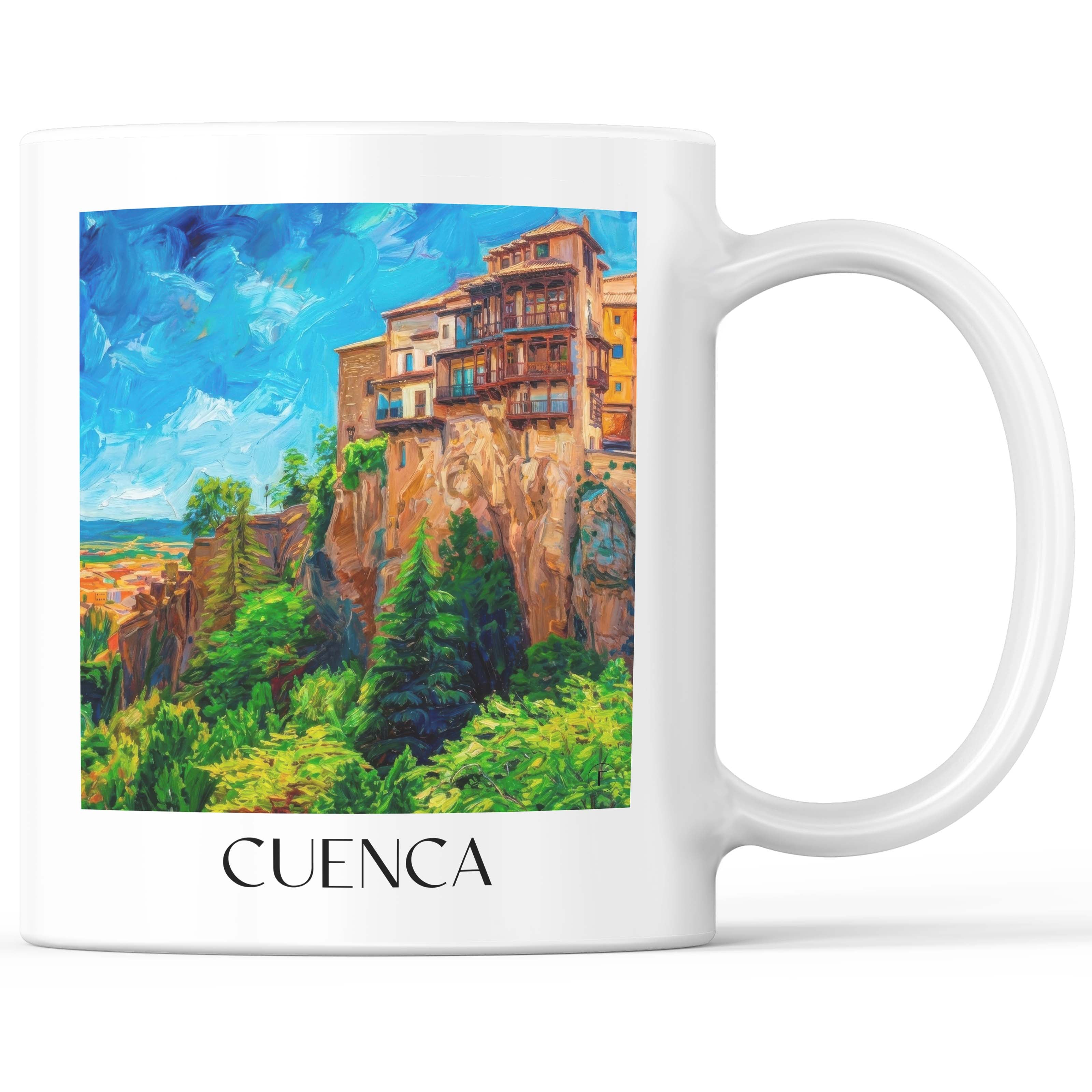 Cuenca Kaffeebecher - Spanien - Spanien Becher - Kaffeetasse im Ölgemälde Stil - favplace