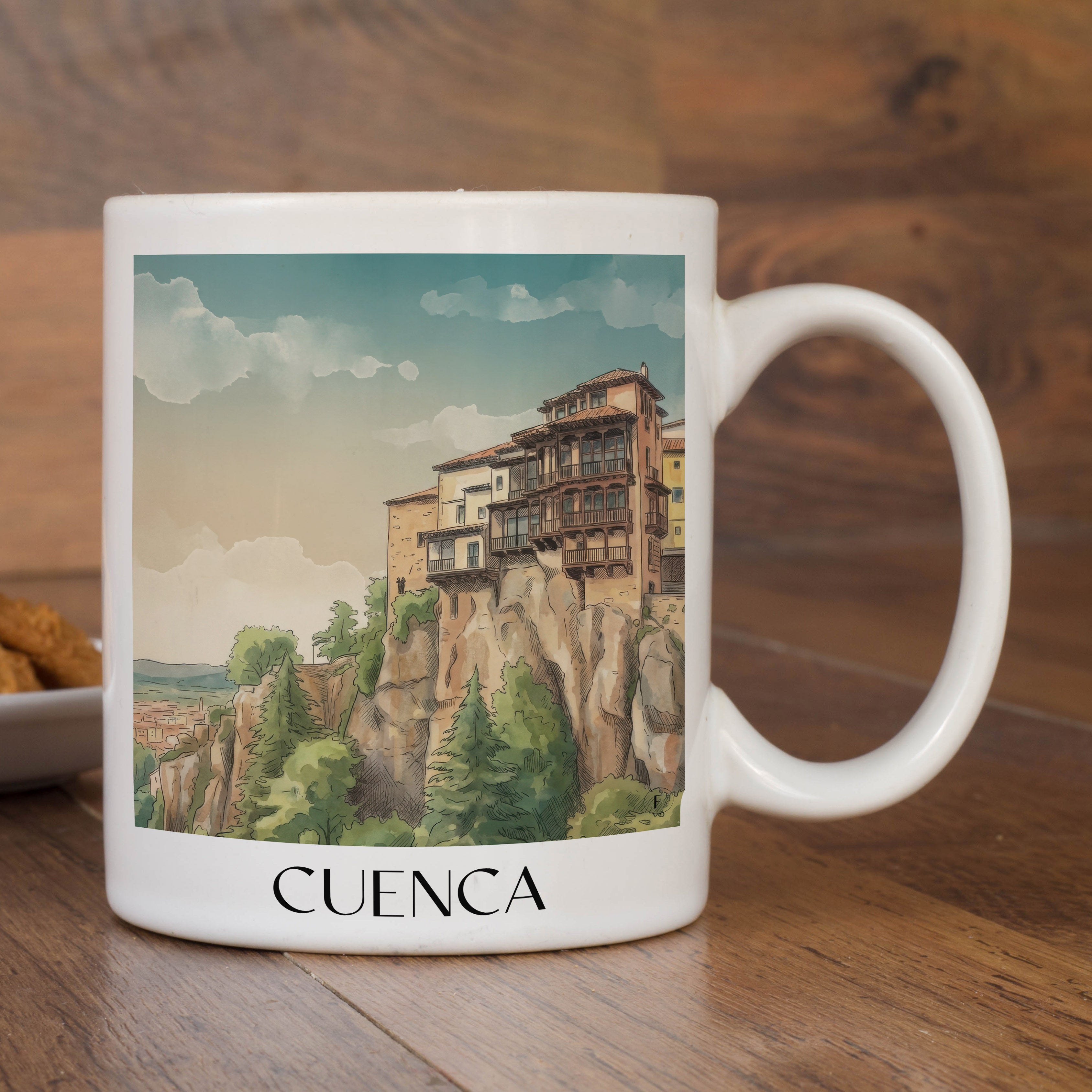 cuenca-spanien-spanien-und-spanien-kaffeebecher-aquarell