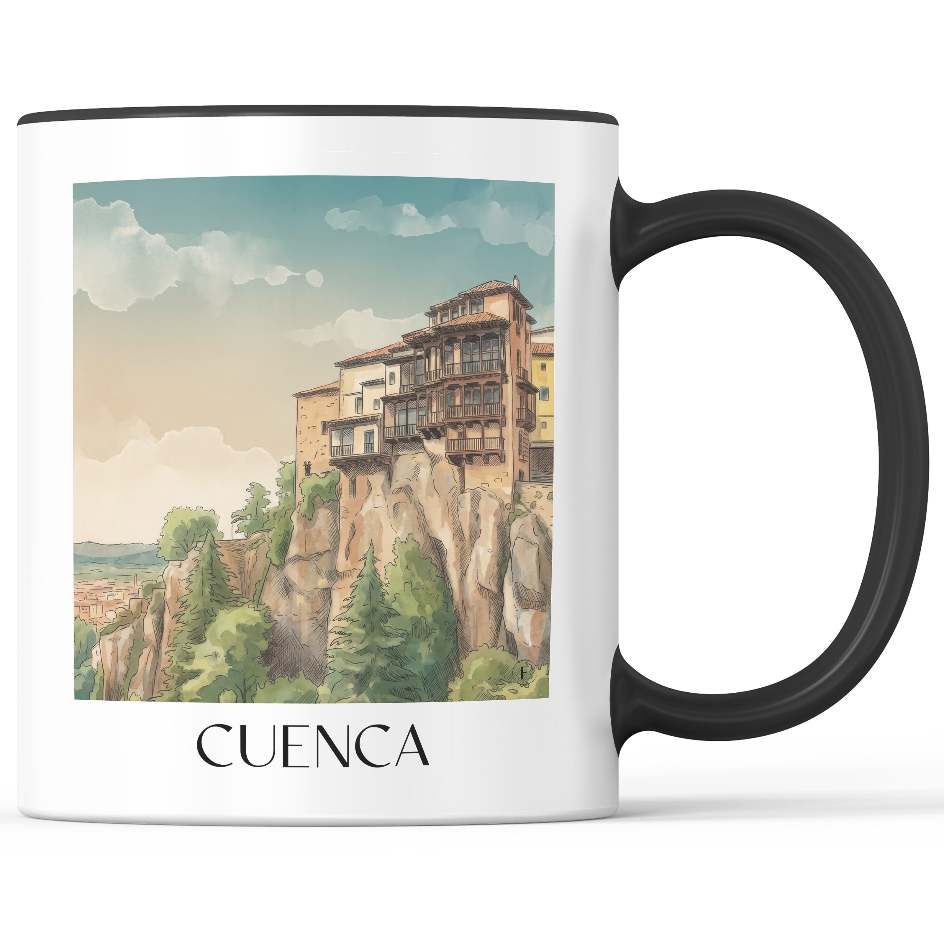 Cuenca Kaffeebecher - Spanien - Spanien und Spanien Becher - Kaffeetasse im Aquarell Stil - favplace