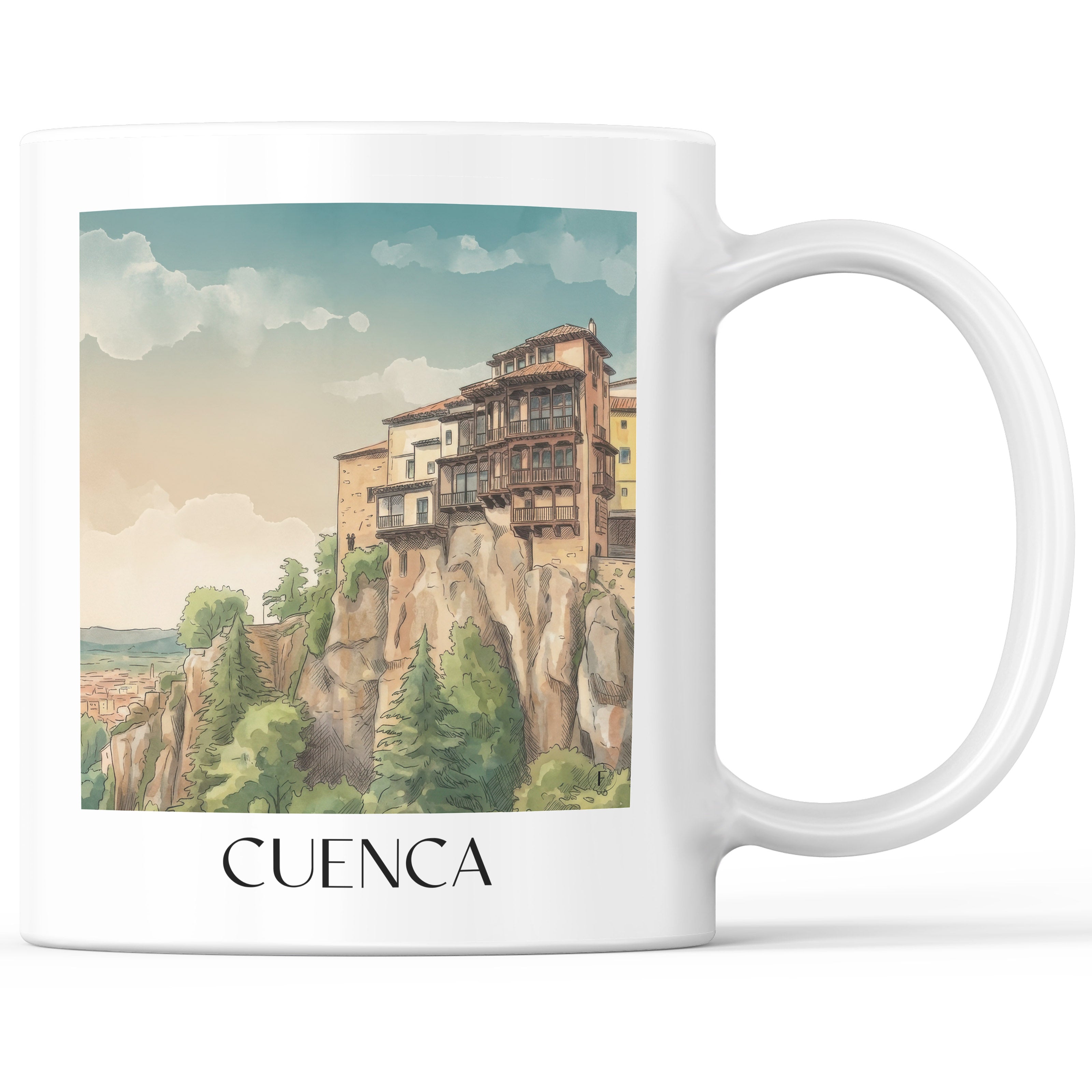Cuenca Kaffeebecher - Spanien - Spanien und Spanien Becher - Kaffeetasse im Aquarell Stil - favplace